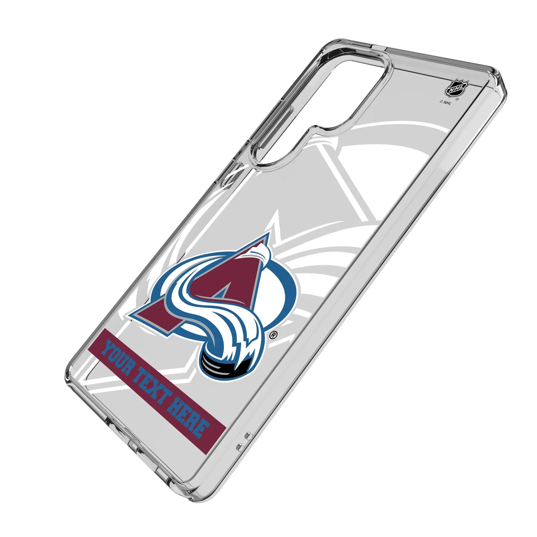 Colorado Avalanche Personalized Tilt Galaxy Clear Phone Case for Samsung Galaxy - Isometric View#Device_Galaxy S25 Ultra
