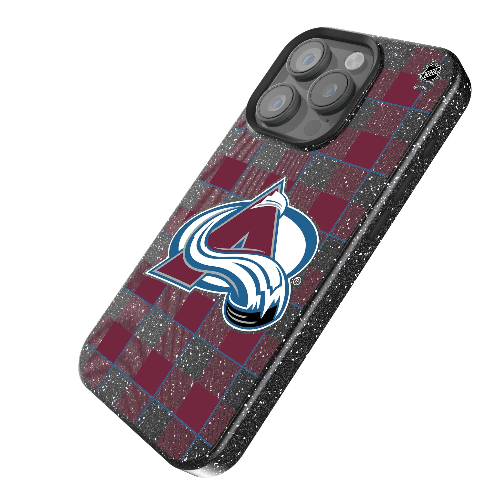 Colorado Avalanche Plaid iPhone Bling Phone Case for Apple iPhone - Isometric View