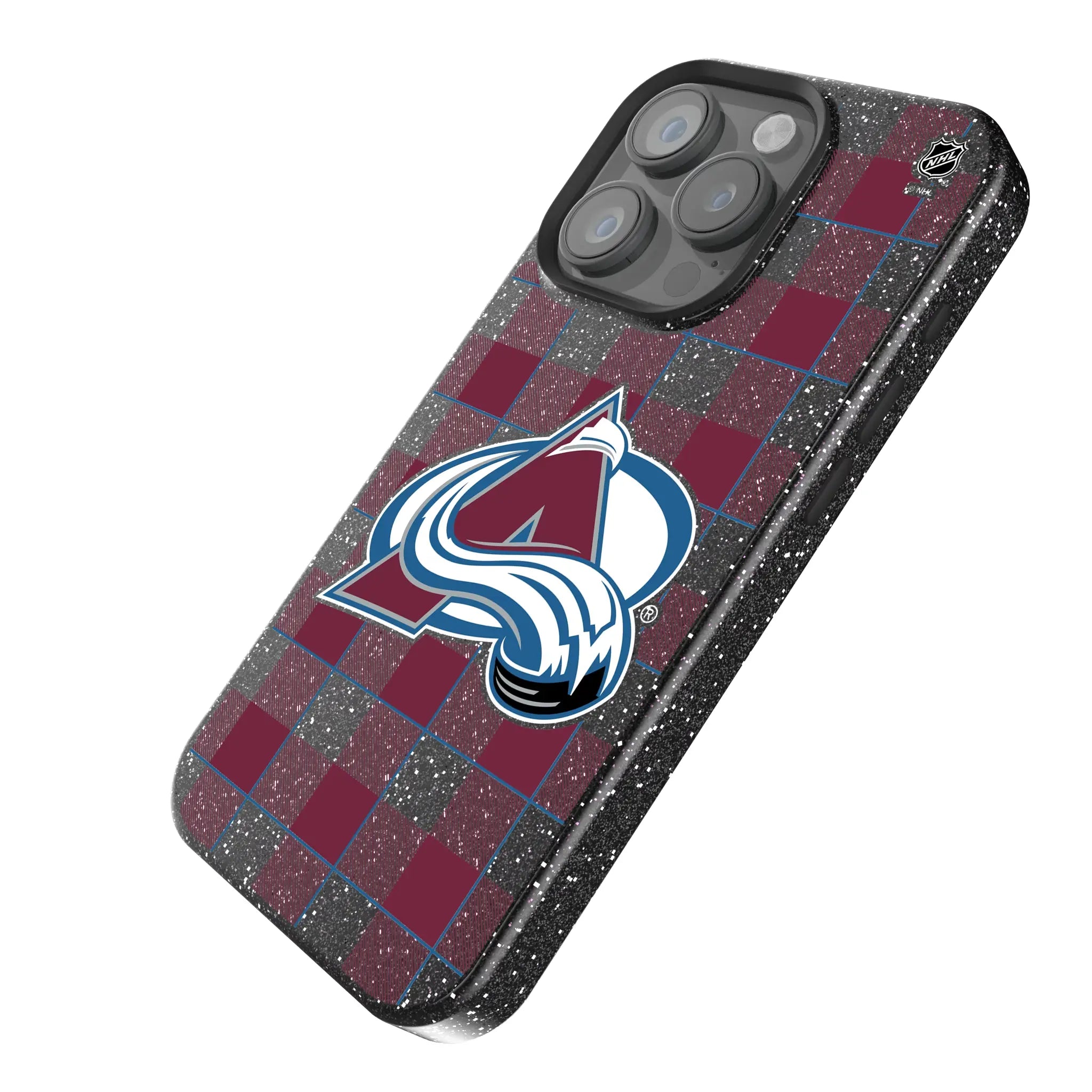 Colorado Avalanche Plaid iPhone Bling Phone Case for Apple iPhone - Isometric View