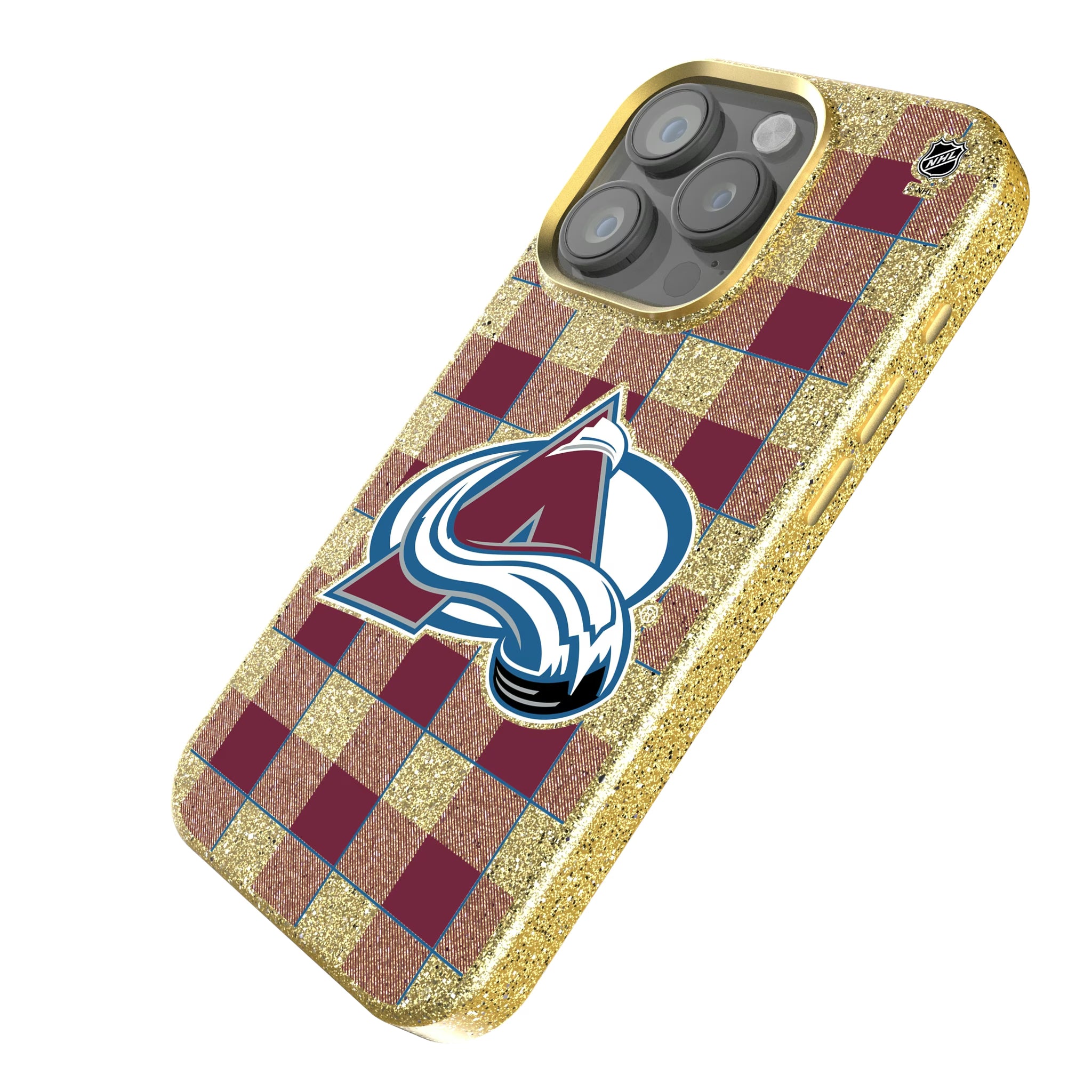 Colorado Avalanche Plaid iPhone Bling Phone Case for Apple iPhone - Isometric View
