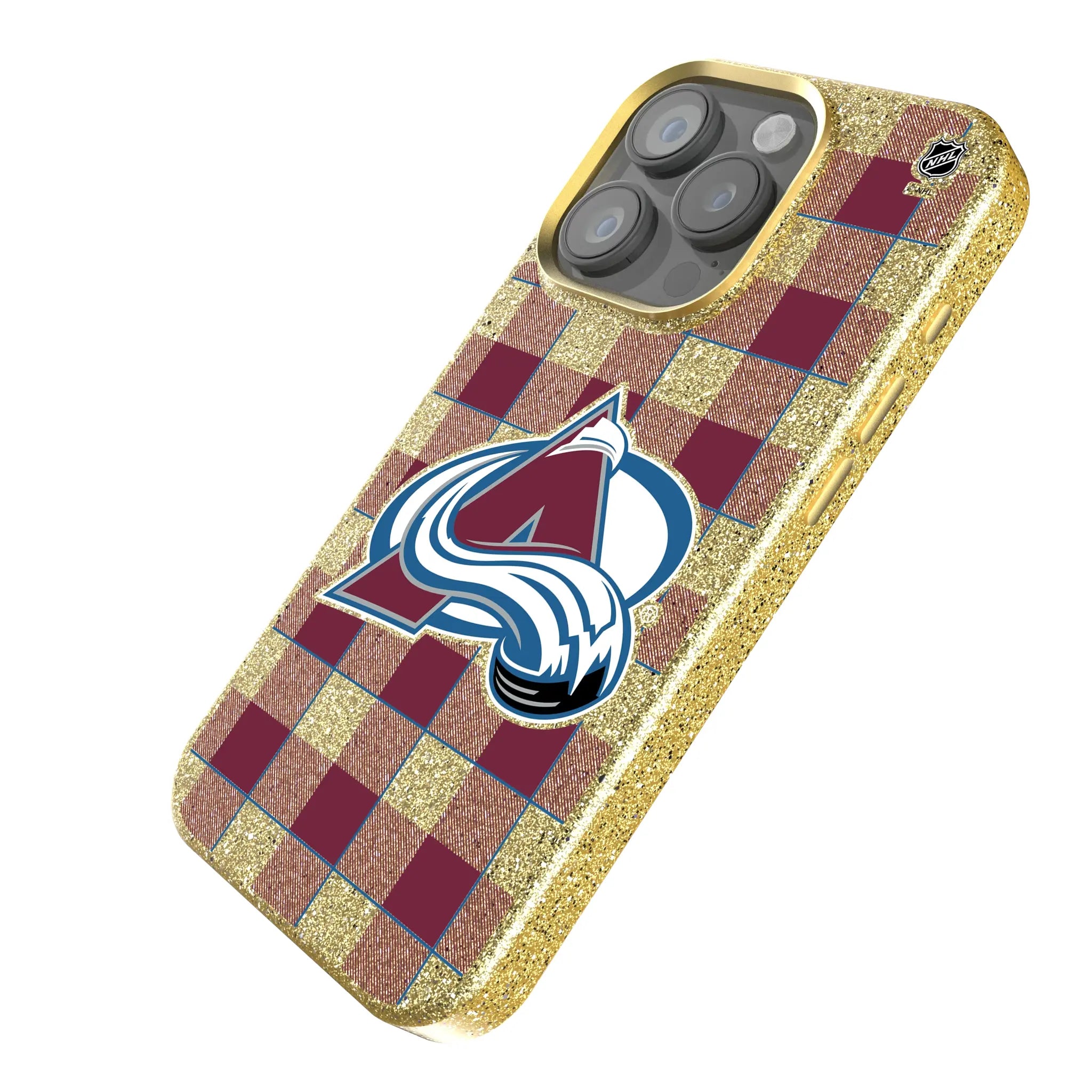 Colorado Avalanche Plaid iPhone Bling Phone Case for Apple iPhone - Isometric View