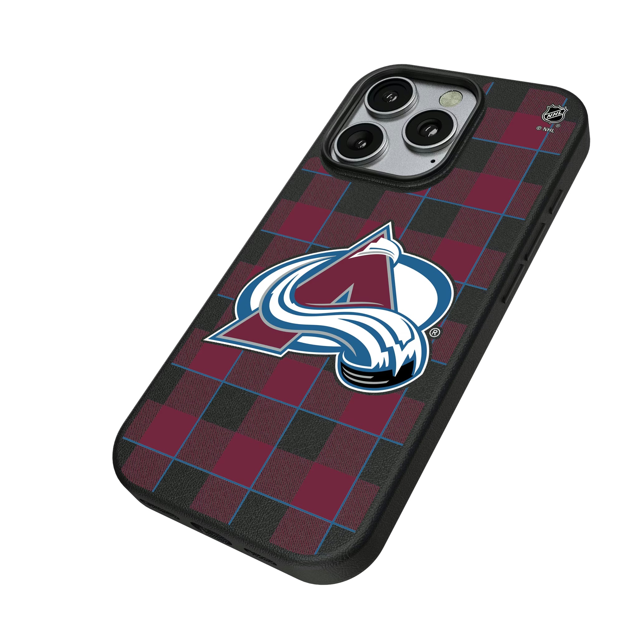 Colorado Avalanche Plaid iPhone MagSafe Compatible Phone Case for Apple iPhone - Isometric View