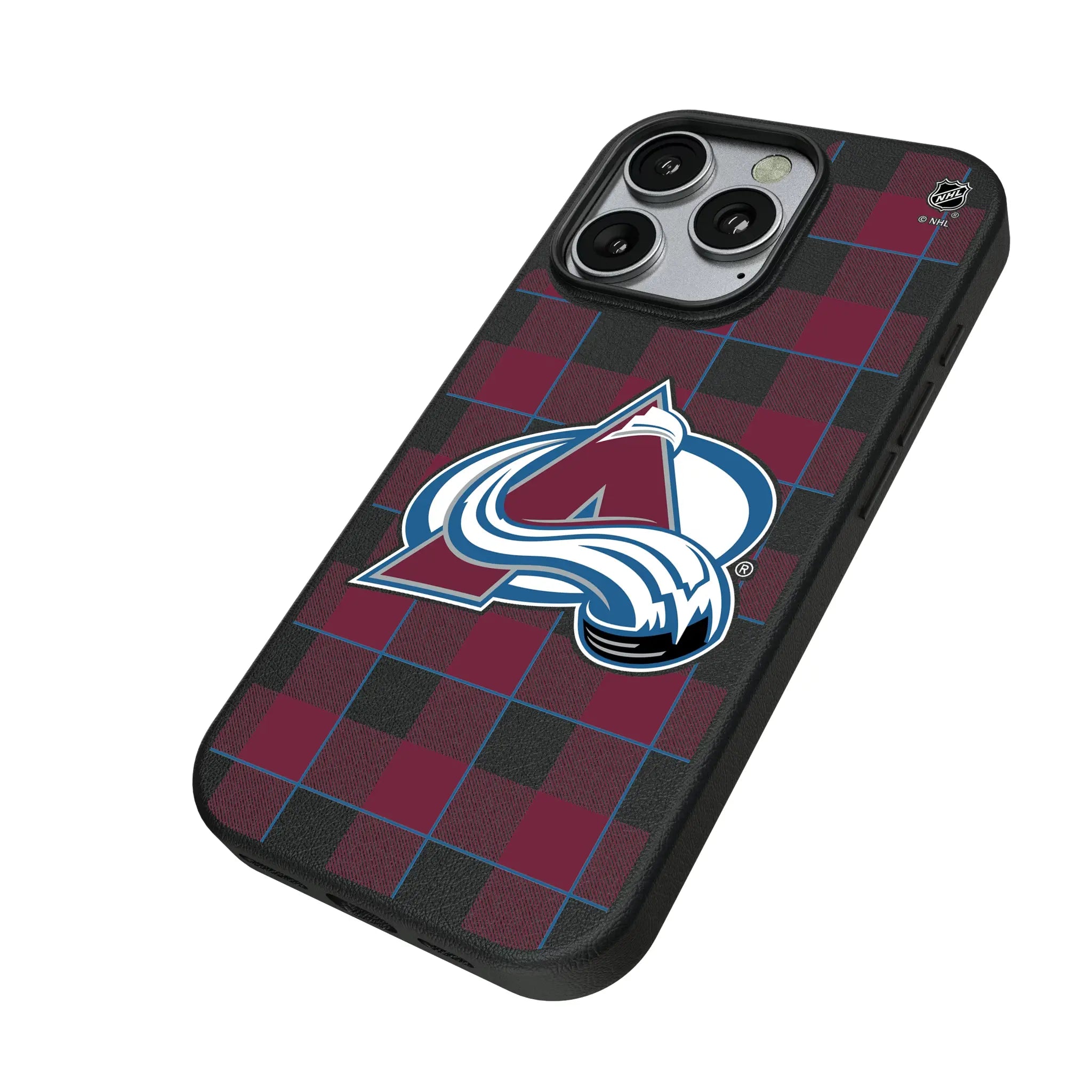 Colorado Avalanche Plaid iPhone MagSafe Compatible Phone Case for Apple iPhone - Isometric View