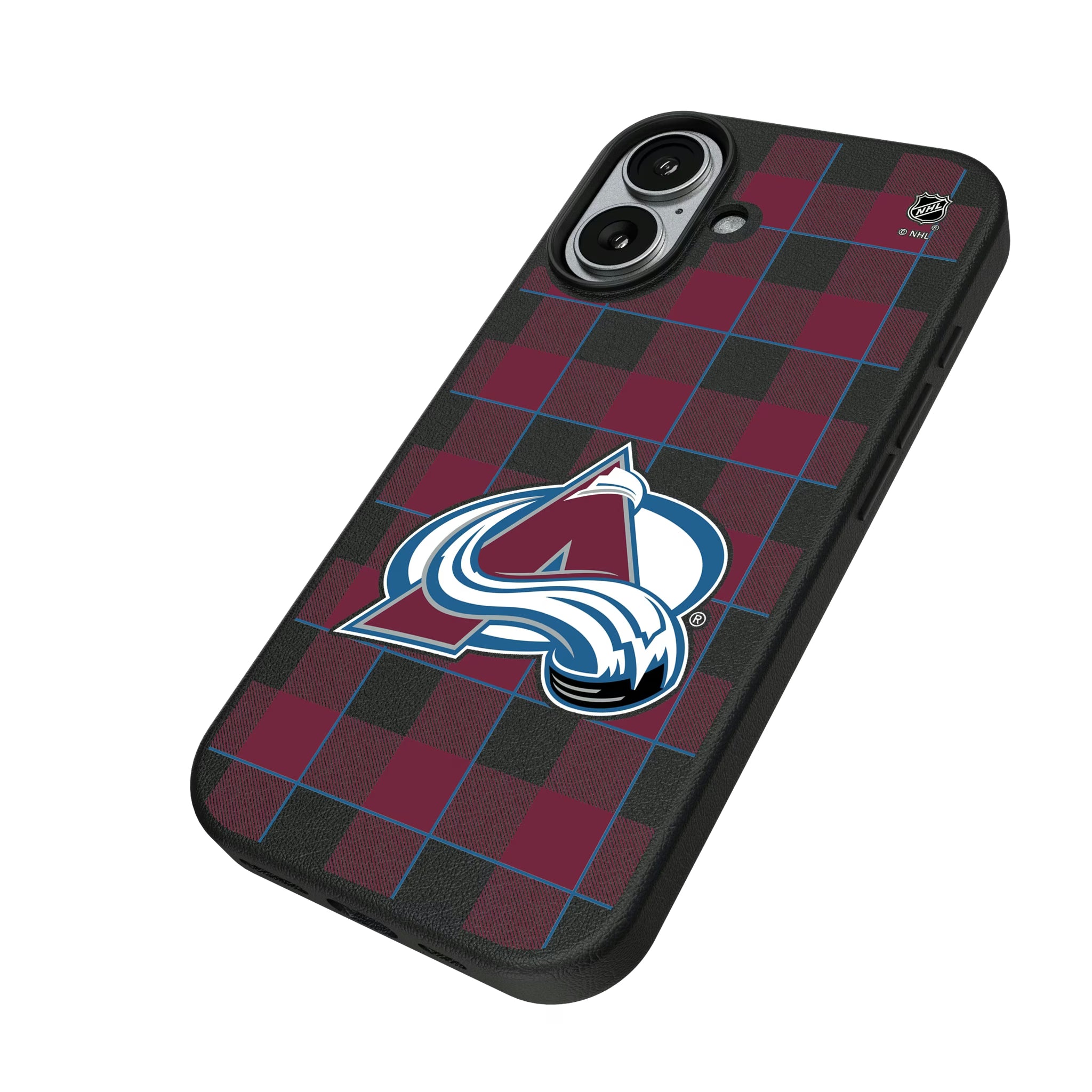 Colorado Avalanche Plaid iPhone MagSafe Compatible Phone Case for Apple iPhone - Isometric View#Device_iPhone 17