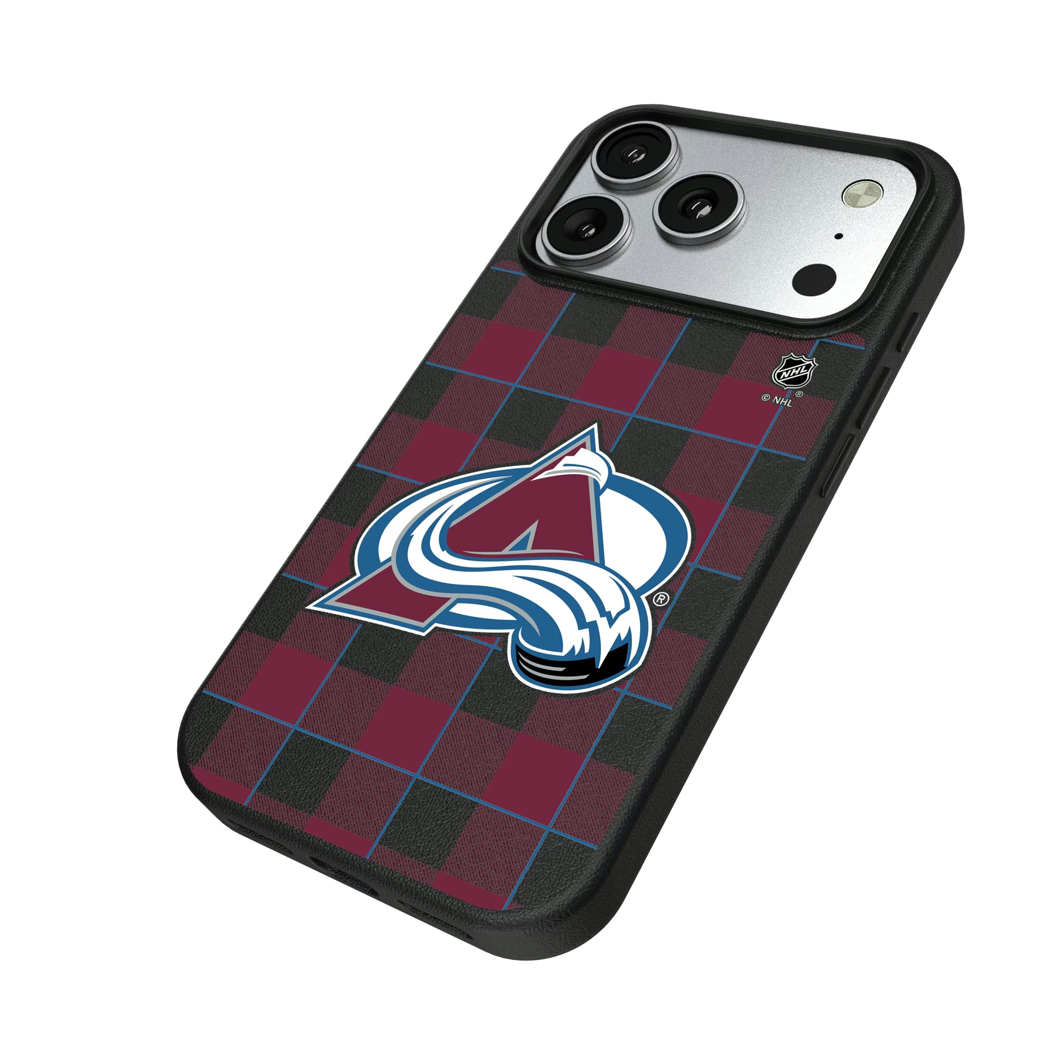 Colorado Avalanche Plaid iPhone MagSafe Compatible Phone Case for Apple iPhone - Isometric View#Device_iPhone 17 Pro