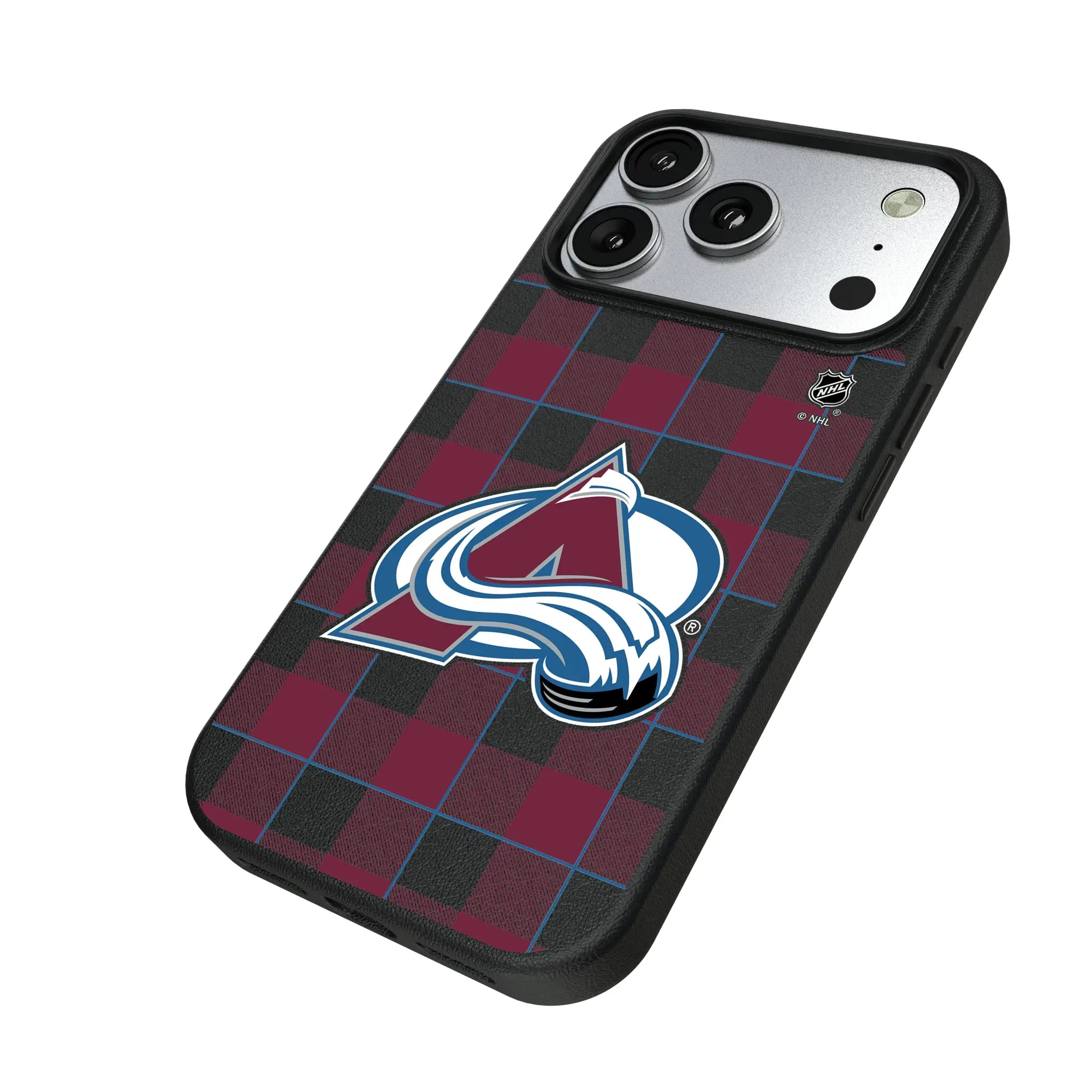Colorado Avalanche Plaid iPhone MagSafe Compatible Phone Case for Apple iPhone - Isometric View#Device_iPhone 17 Pro