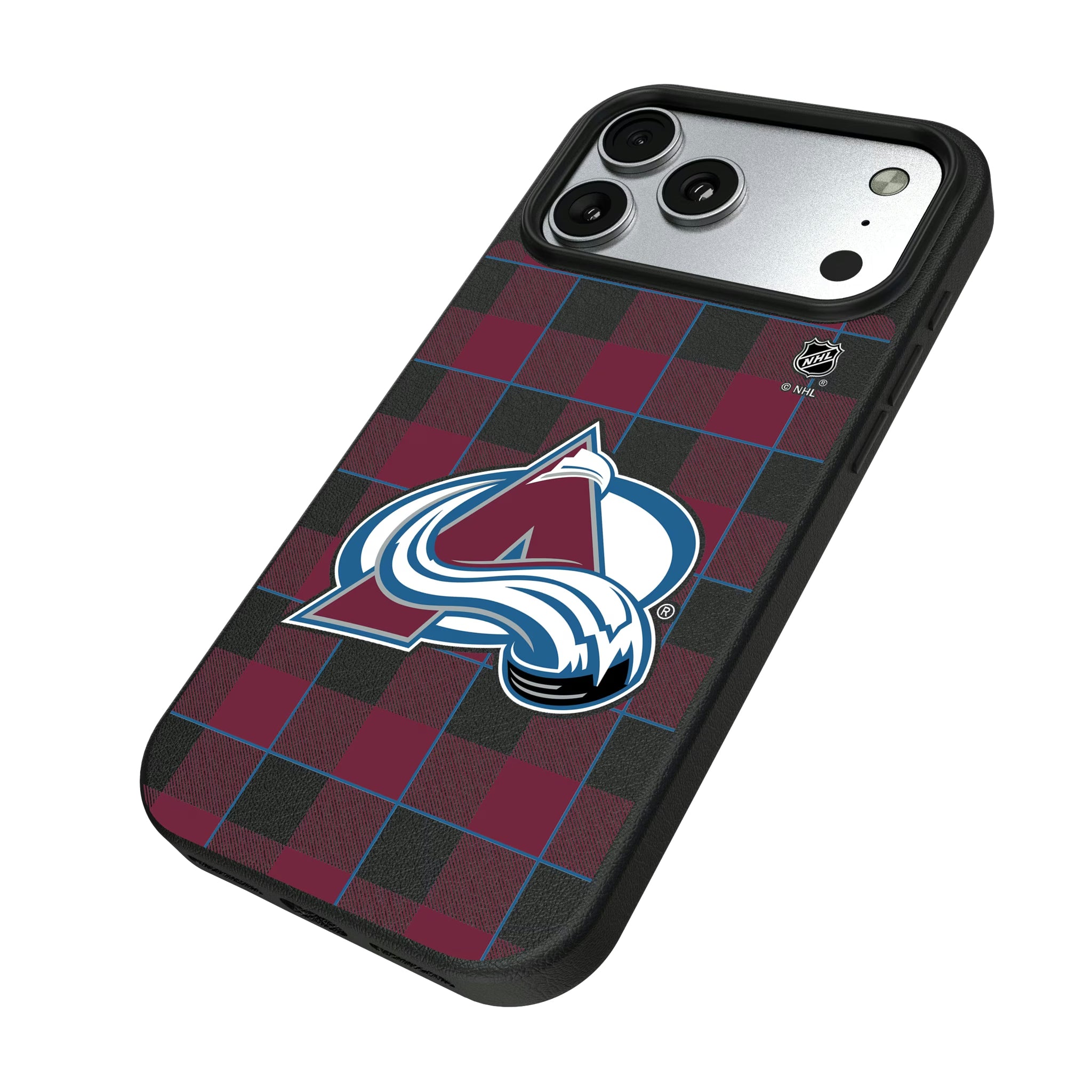 Colorado Avalanche Plaid iPhone MagSafe Compatible Phone Case for Apple iPhone - Isometric View#Device_iPhone 17 Pro Max