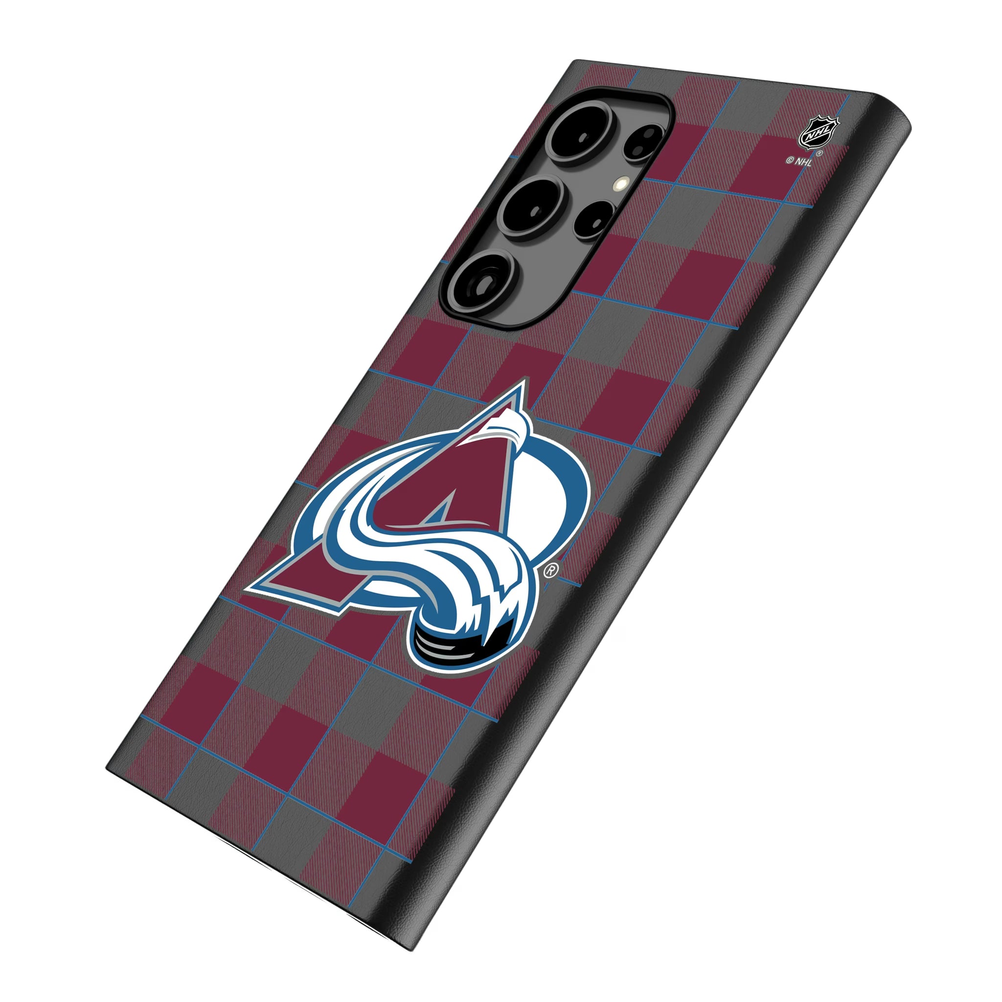 Colorado Avalanche Plaid Galaxy MagSafe Compatible Phone Case for Samsung Galaxy - Isometric View