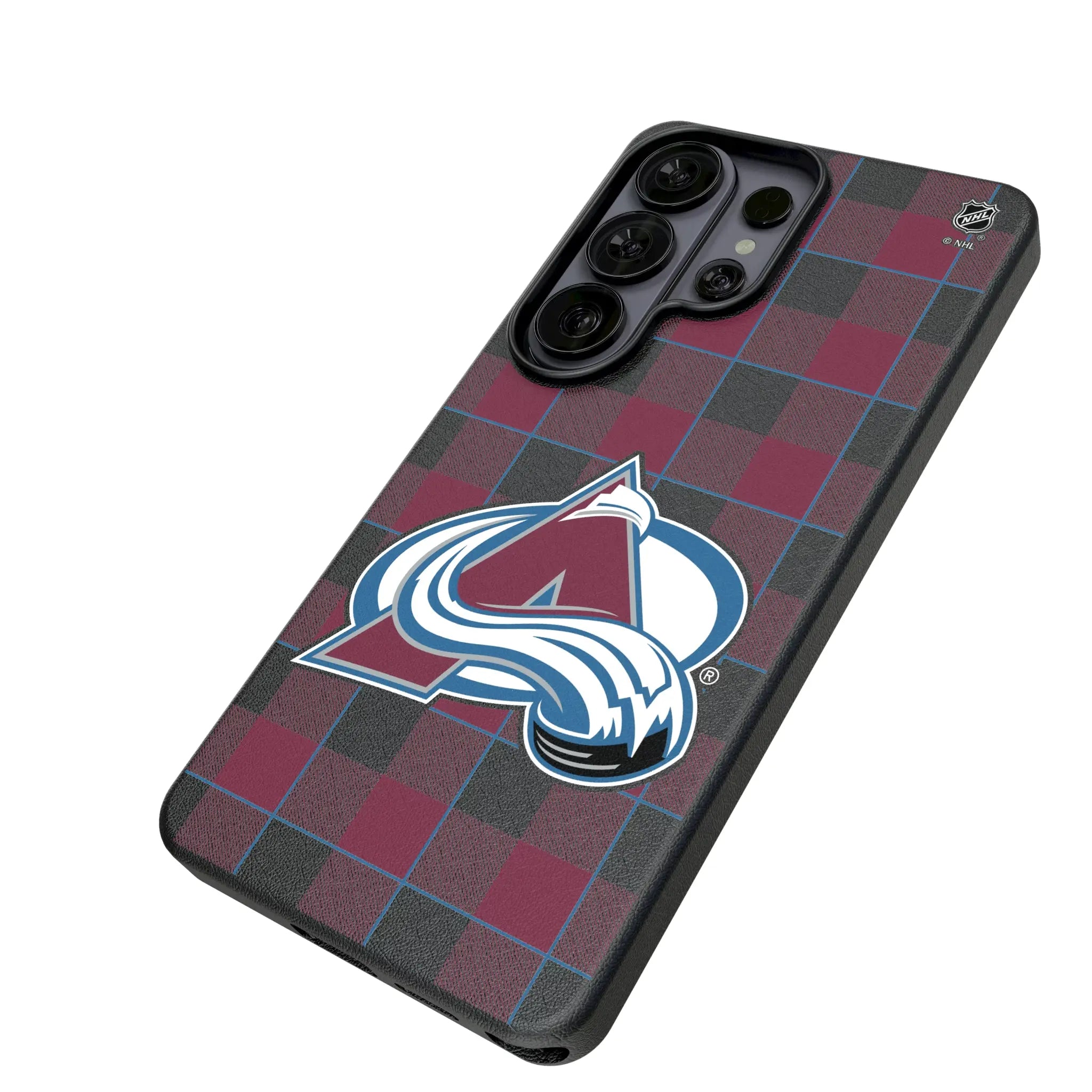 Colorado Avalanche Plaid Galaxy MagSafe Compatible Phone Case for Samsung Galaxy - Isometric View#Device_Galaxy S26 Ultra