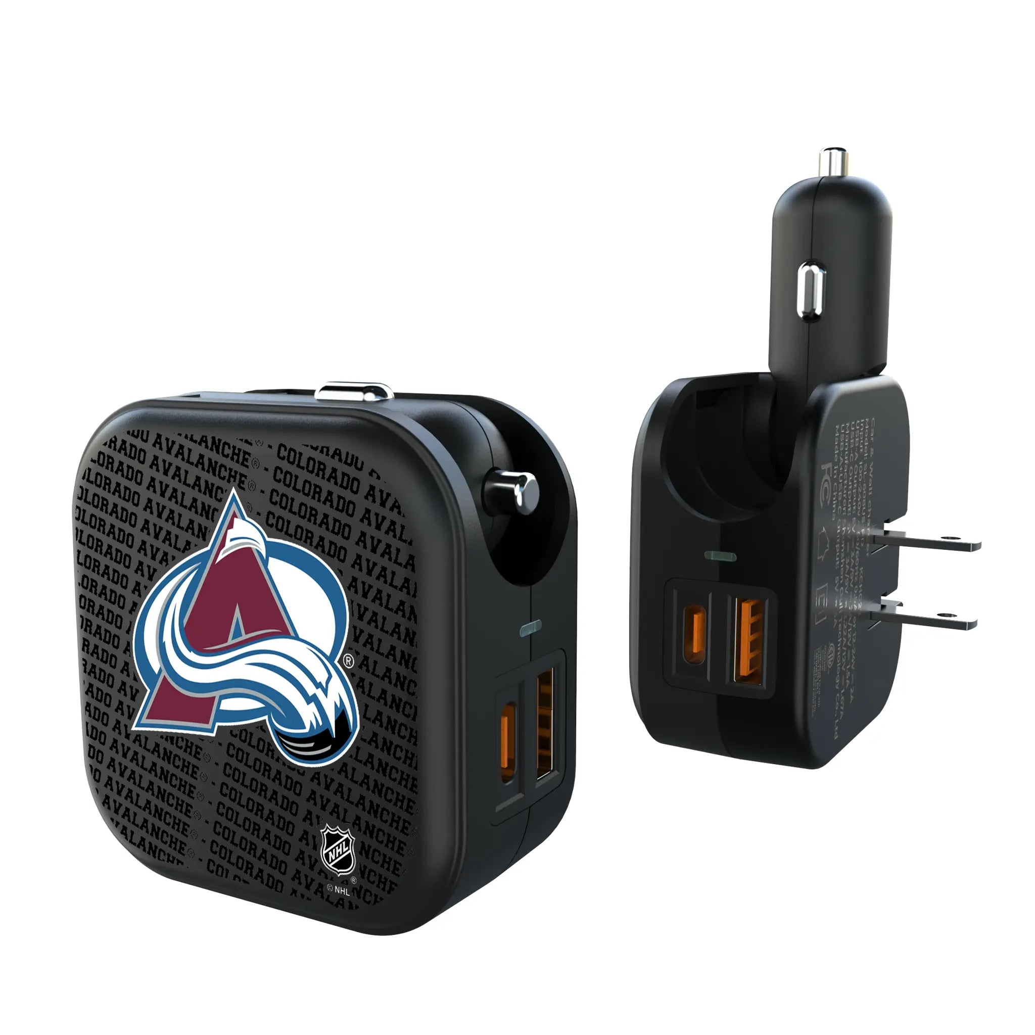 Colorado Avalanche Text Backdrop 2 in 1 USB A/C Charger