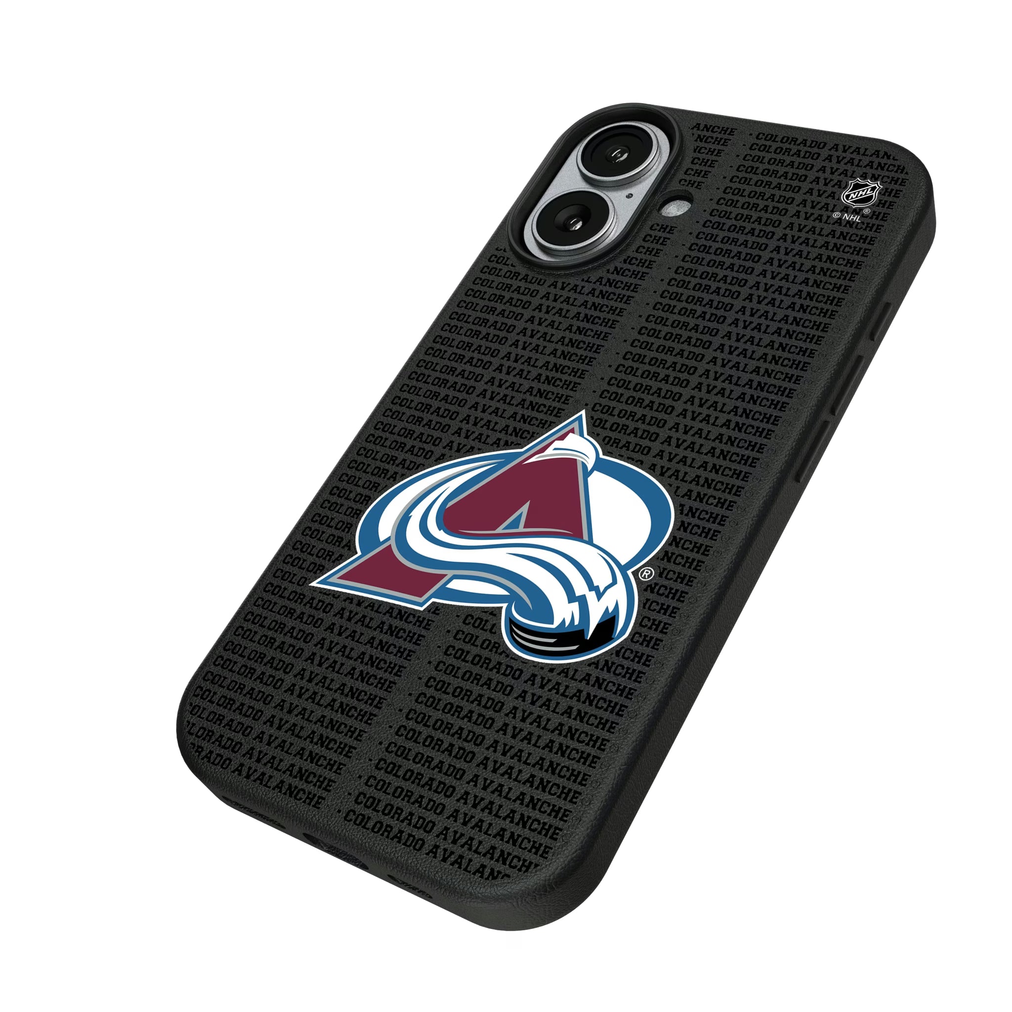 Colorado Avalanche Text Backdrop iPhone MagSafe Compatible Phone Case for Apple iPhone - Isometric View#Device_iPhone 17