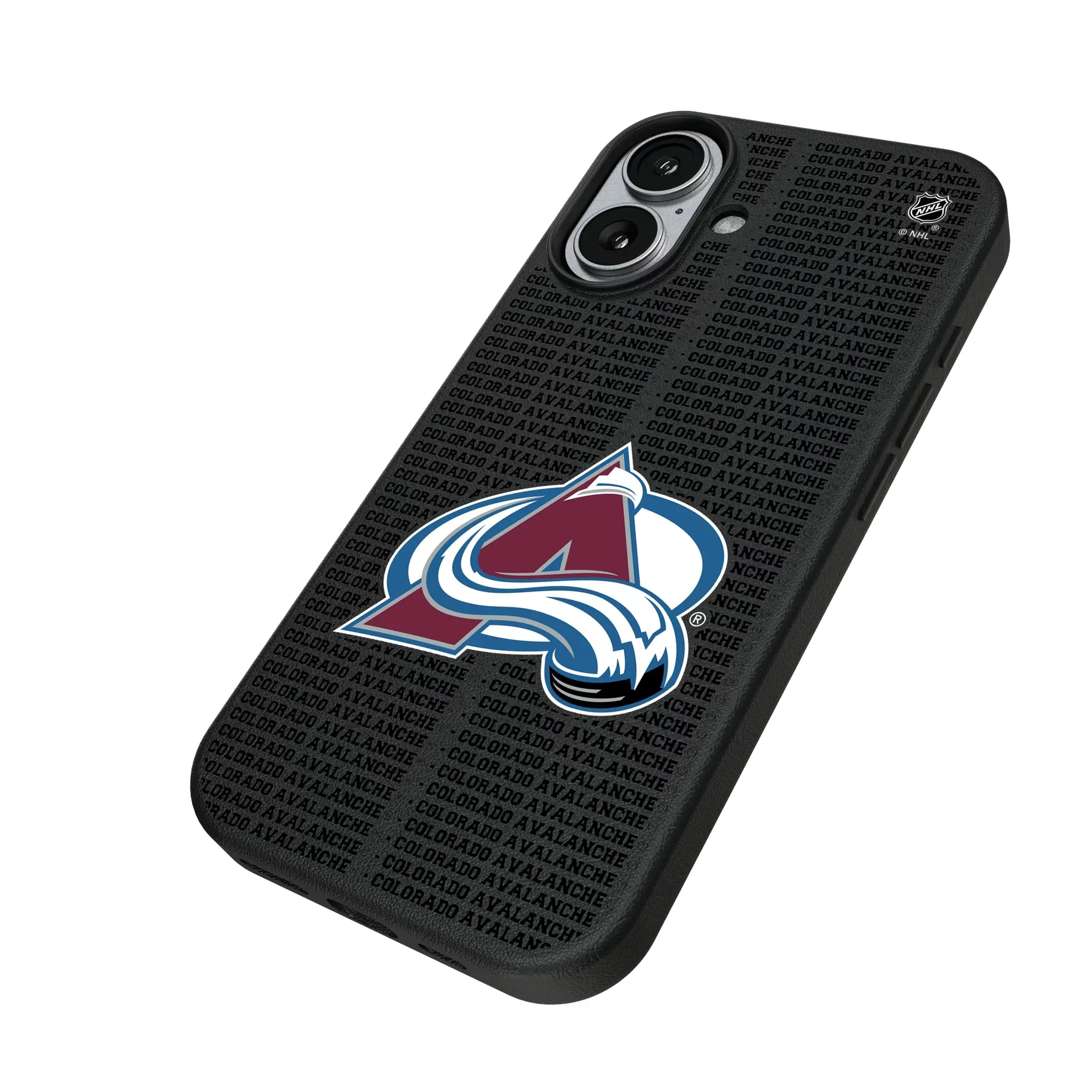 Colorado Avalanche Text Backdrop iPhone MagSafe Compatible Phone Case for Apple iPhone - Isometric View#Device_iPhone 17