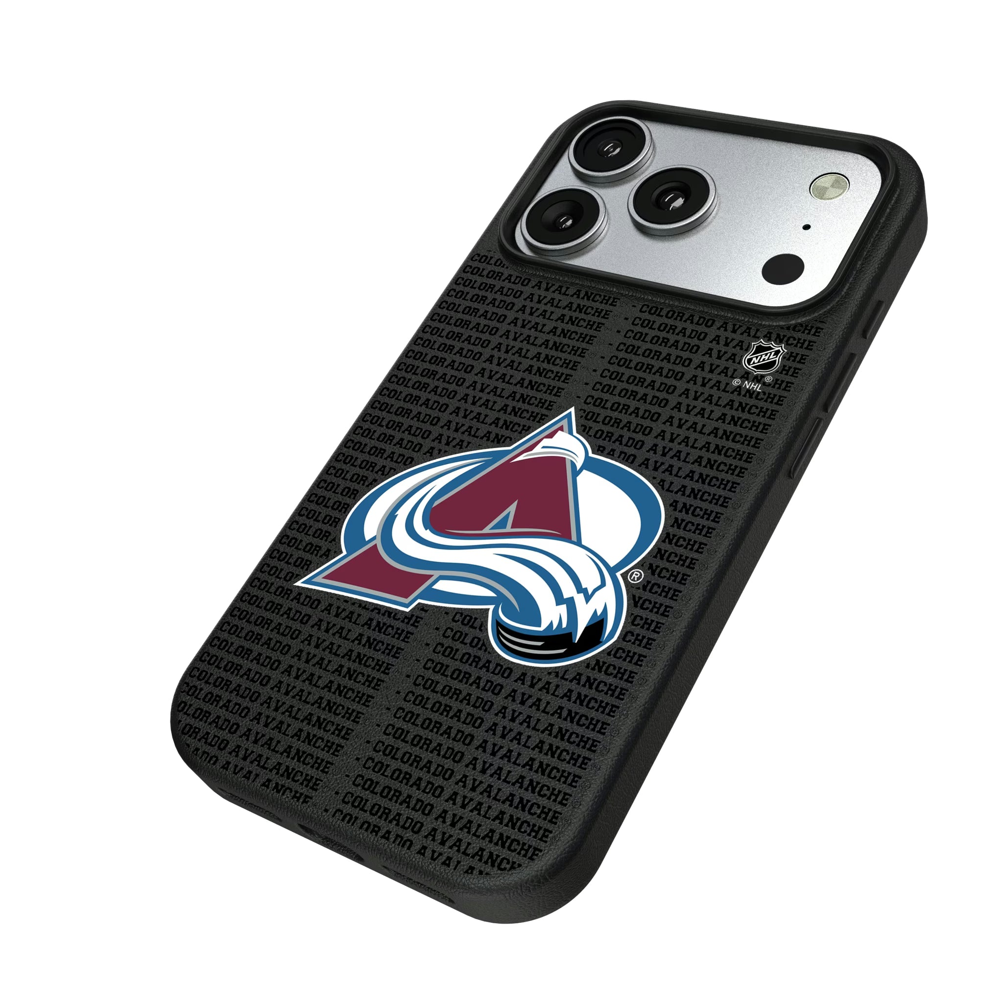 Colorado Avalanche Text Backdrop iPhone MagSafe Compatible Phone Case for Apple iPhone - Isometric View#Device_iPhone 17 Pro