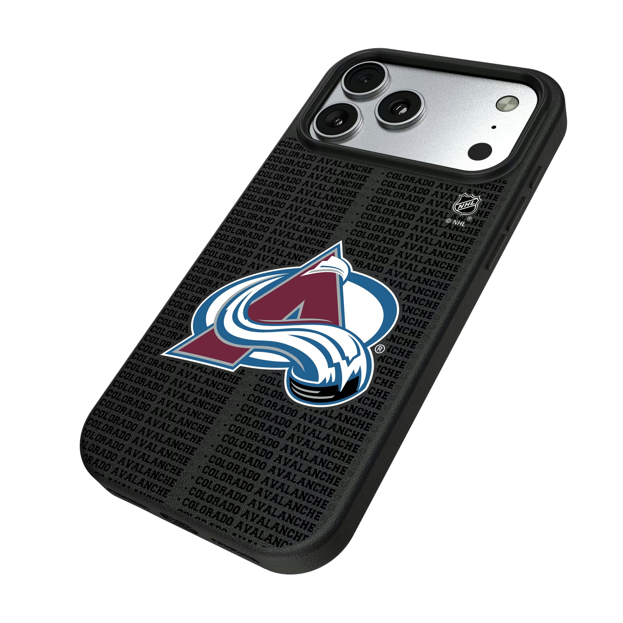 Colorado Avalanche Text Backdrop iPhone MagSafe Compatible Phone Case for Apple iPhone - Isometric View#Device_iPhone 17 Pro Max