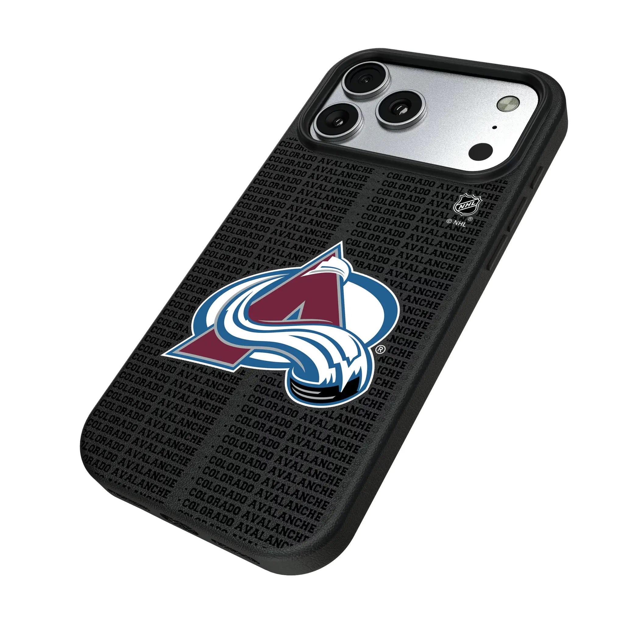 Colorado Avalanche Text Backdrop iPhone MagSafe Compatible Phone Case for Apple iPhone - Isometric View#Device_iPhone 17 Pro Max