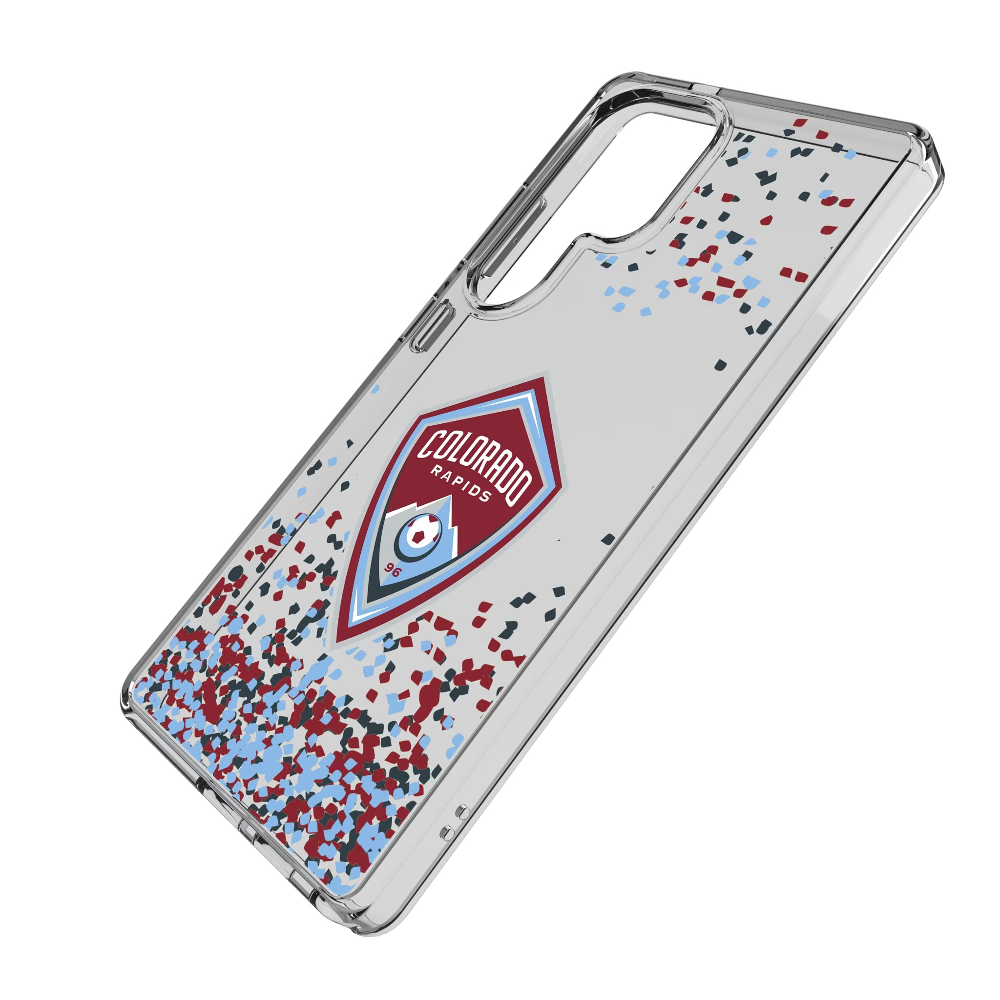 Colorado Rapids Confetti Galaxy Clear Phone Case for Samsung Galaxy - Isometric View