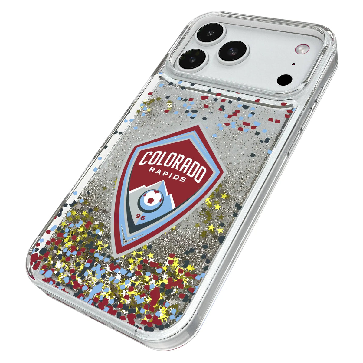 Colorado Rapids Confetti iPhone Glitter Phone Case for Apple iPhone - Isometric View#Device_iPhone 18 Pro Max