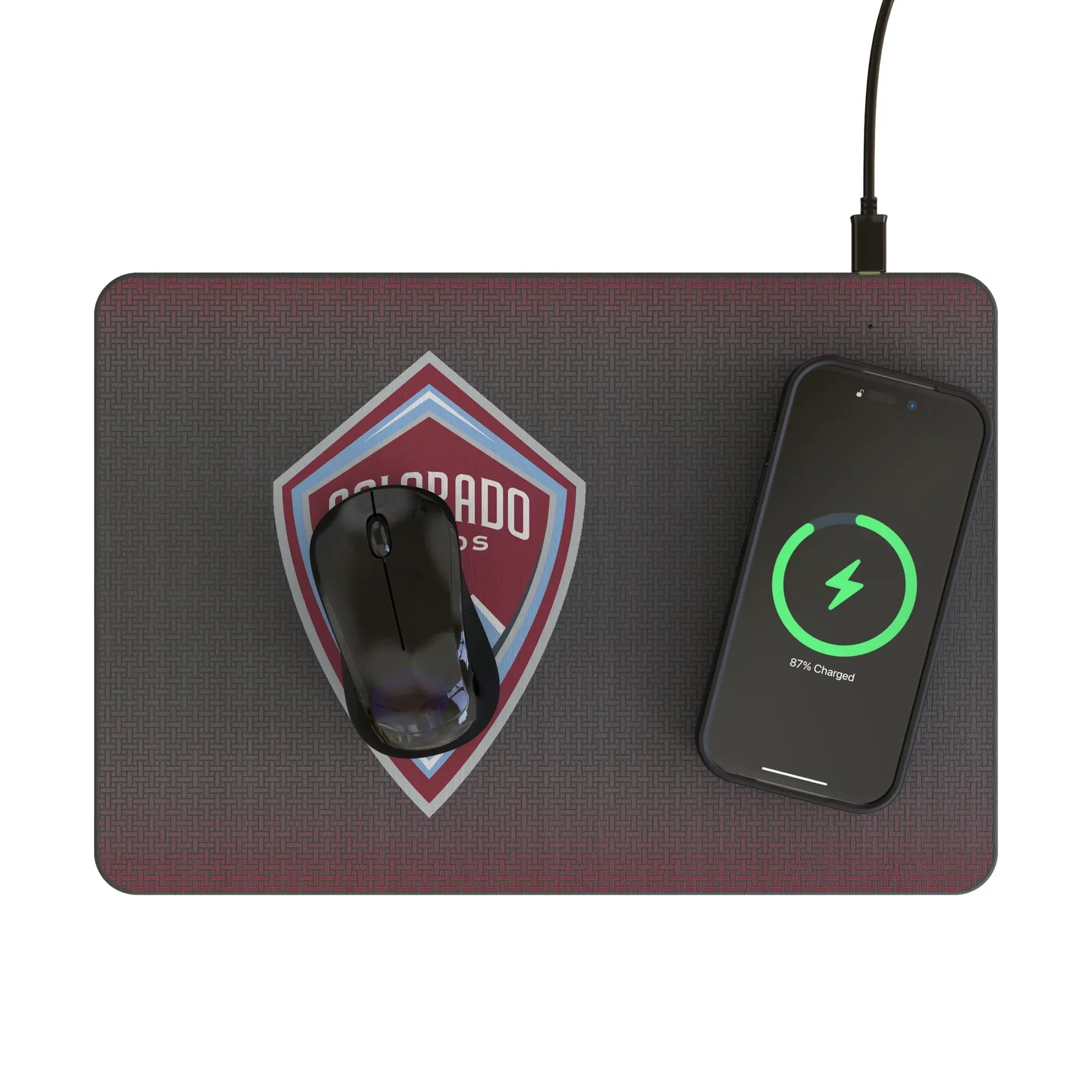 Colorado Rapids Linen 15-Watt Wireless Charger and Mouse Pad - Lifestyle