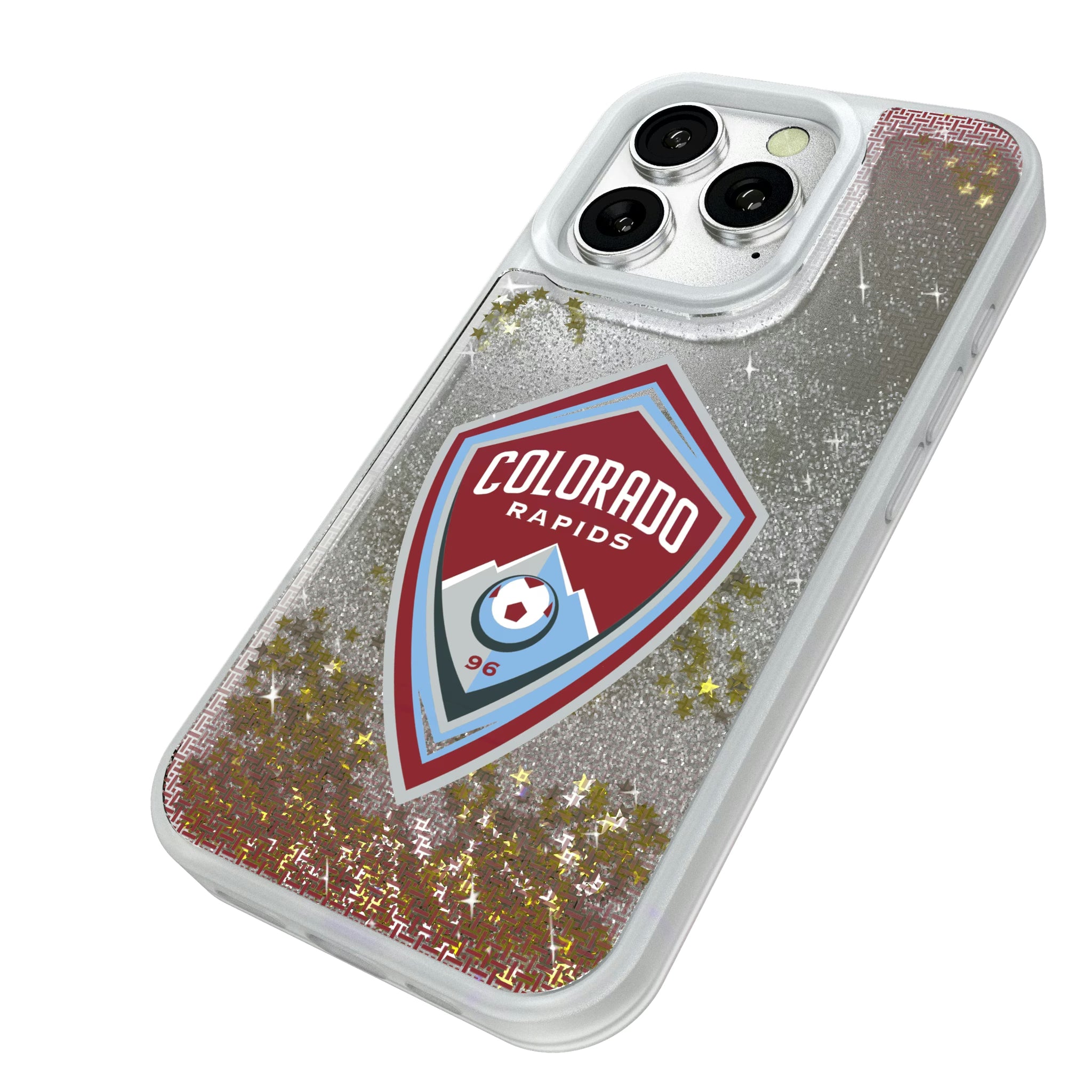 Colorado Rapids Linen iPhone Glitter Phone Case for Apple iPhone - Isometric View#Device_iPhone 16 Pro