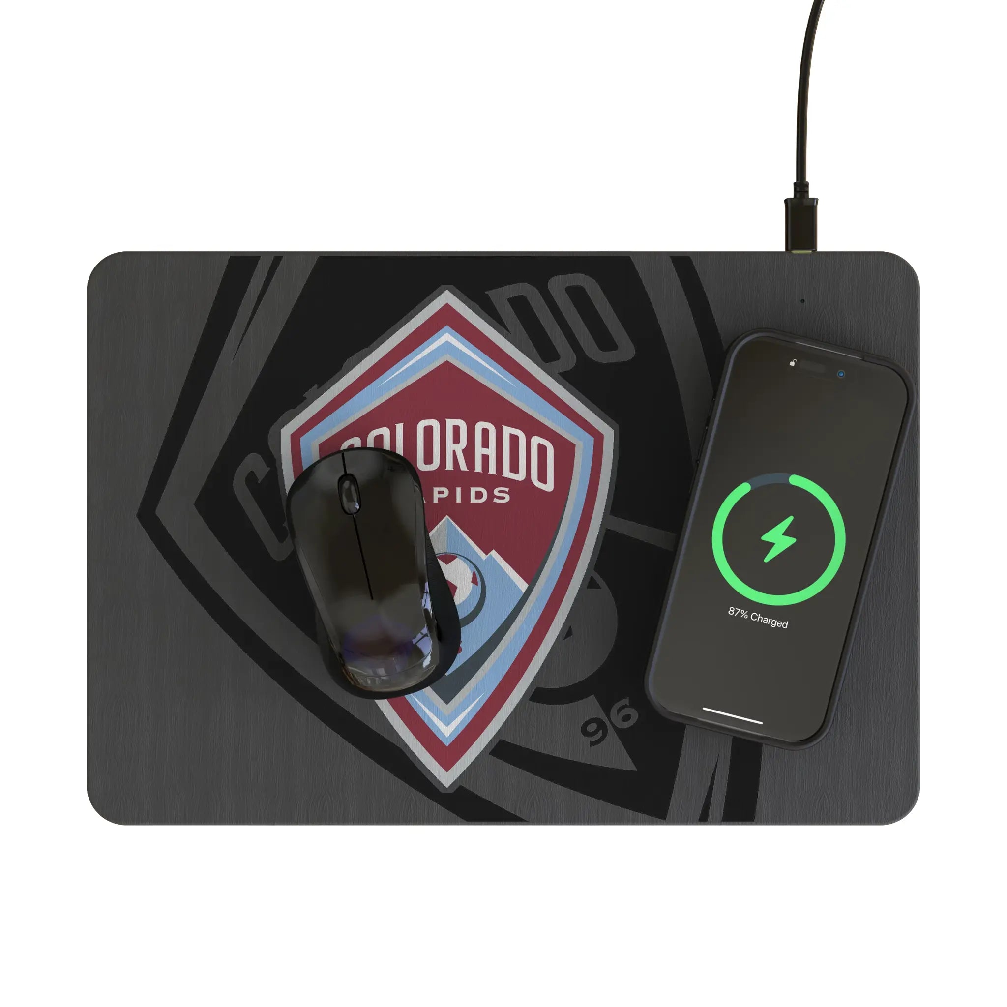 Colorado Rapids Monocolor Tilt 15-Watt Wireless Charger and Mouse Pad - Lifestyle