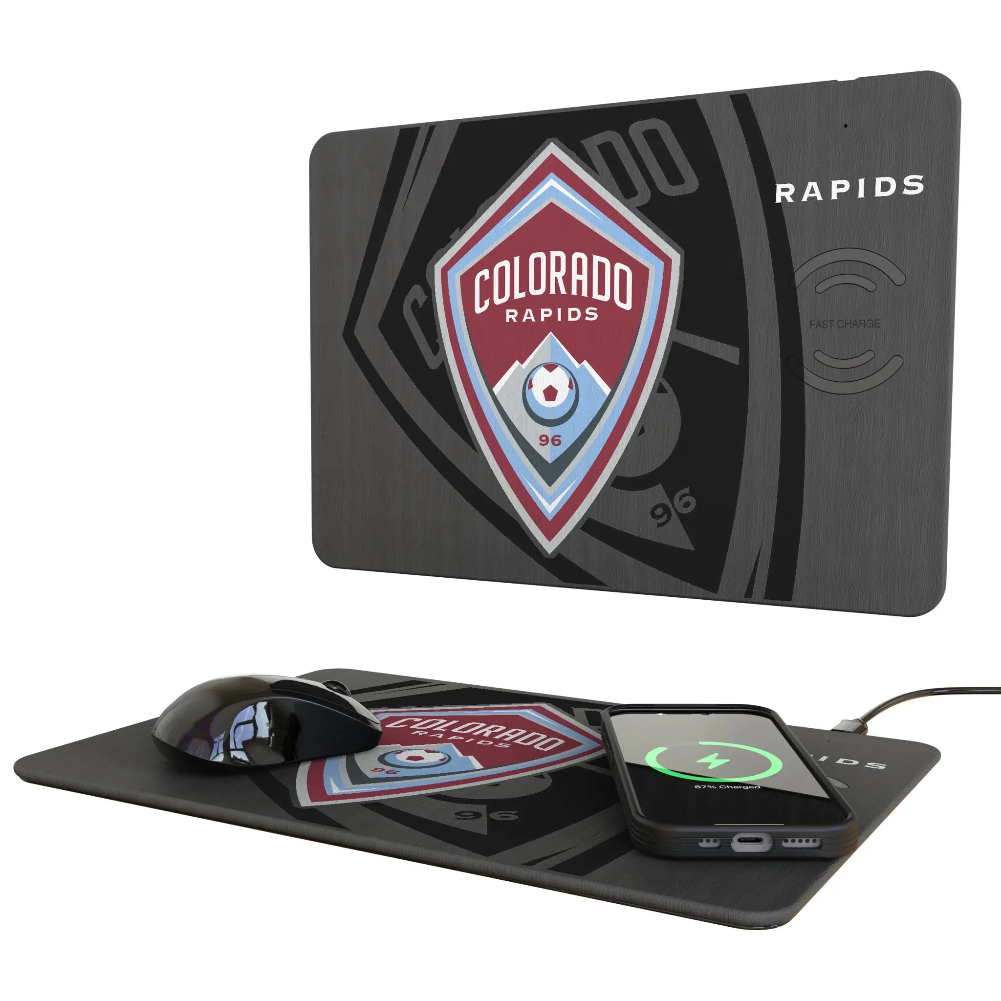 Colorado Rapids Monocolor Tilt 15-Watt Wireless Charger and Mouse Pad