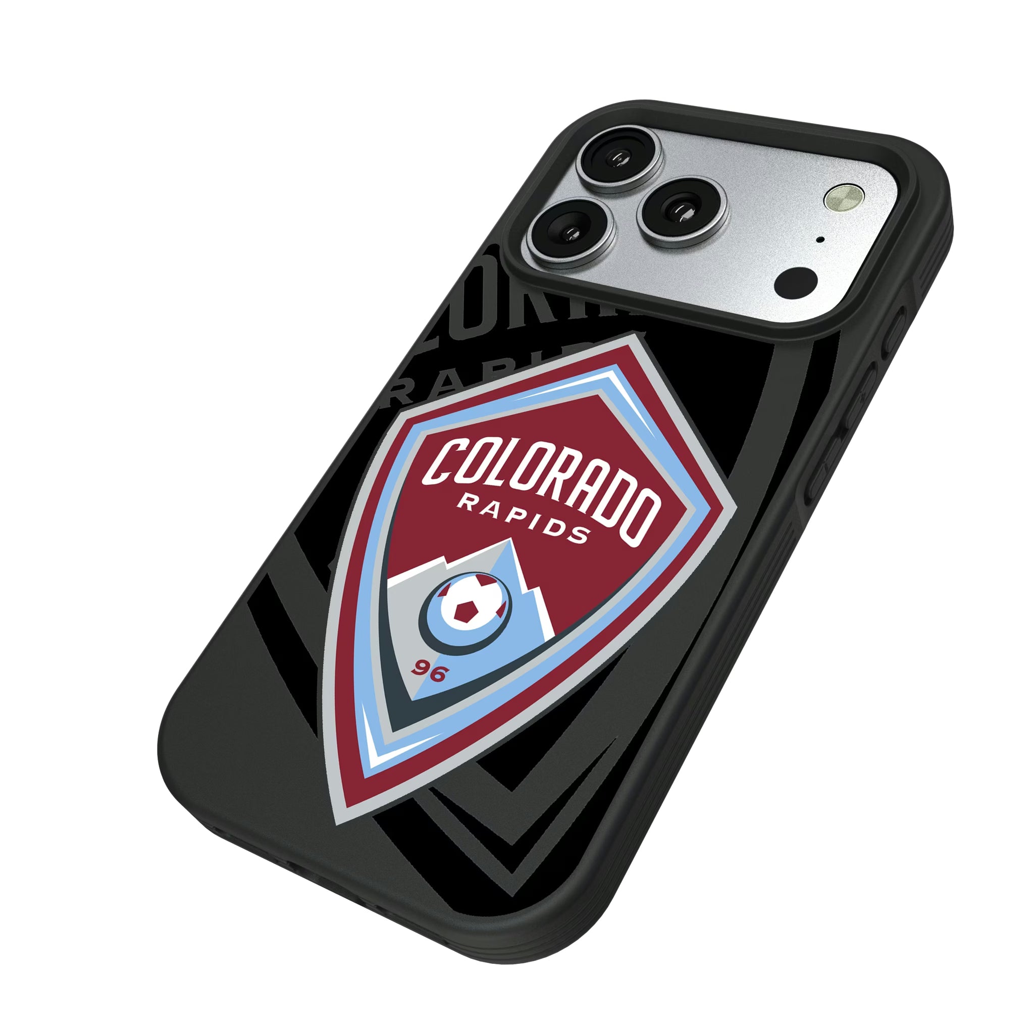 Colorado Rapids Monocolor Tilt iPhone Bump Phone Case for Apple iPhone - Isometric View#Device_iPhone 17 Pro