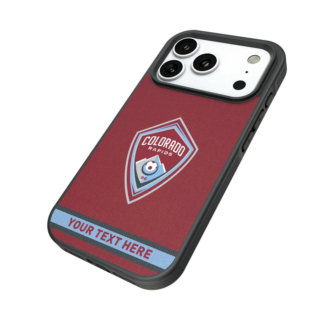 Colorado Rapids Personalized Stripe iPhone Bump Phone Case for Apple iPhone - Isometric View#Device_iPhone 18 Pro