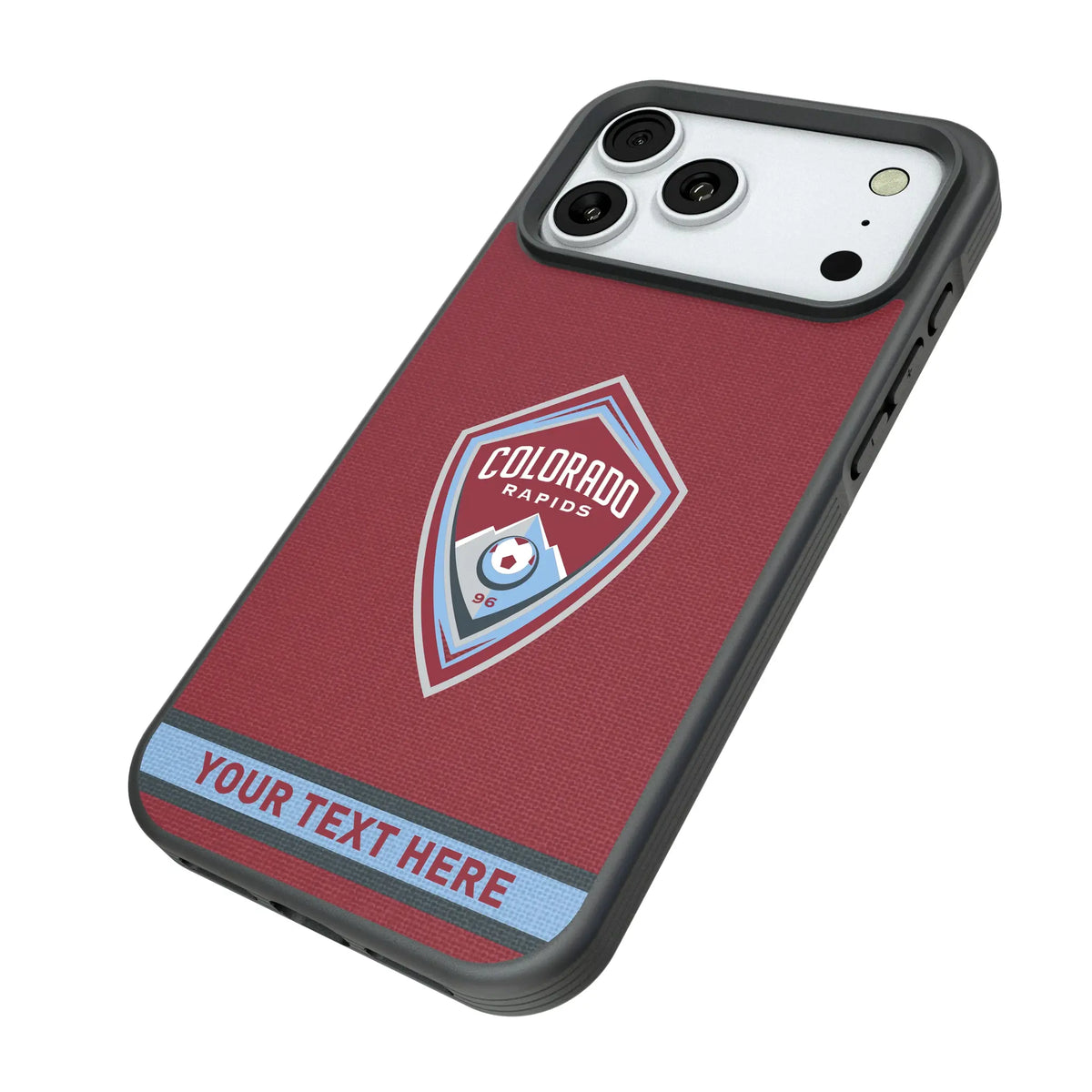 Colorado Rapids Personalized Stripe iPhone Bump Phone Case for Apple iPhone - Isometric View#Device_iPhone 18 Pro Max