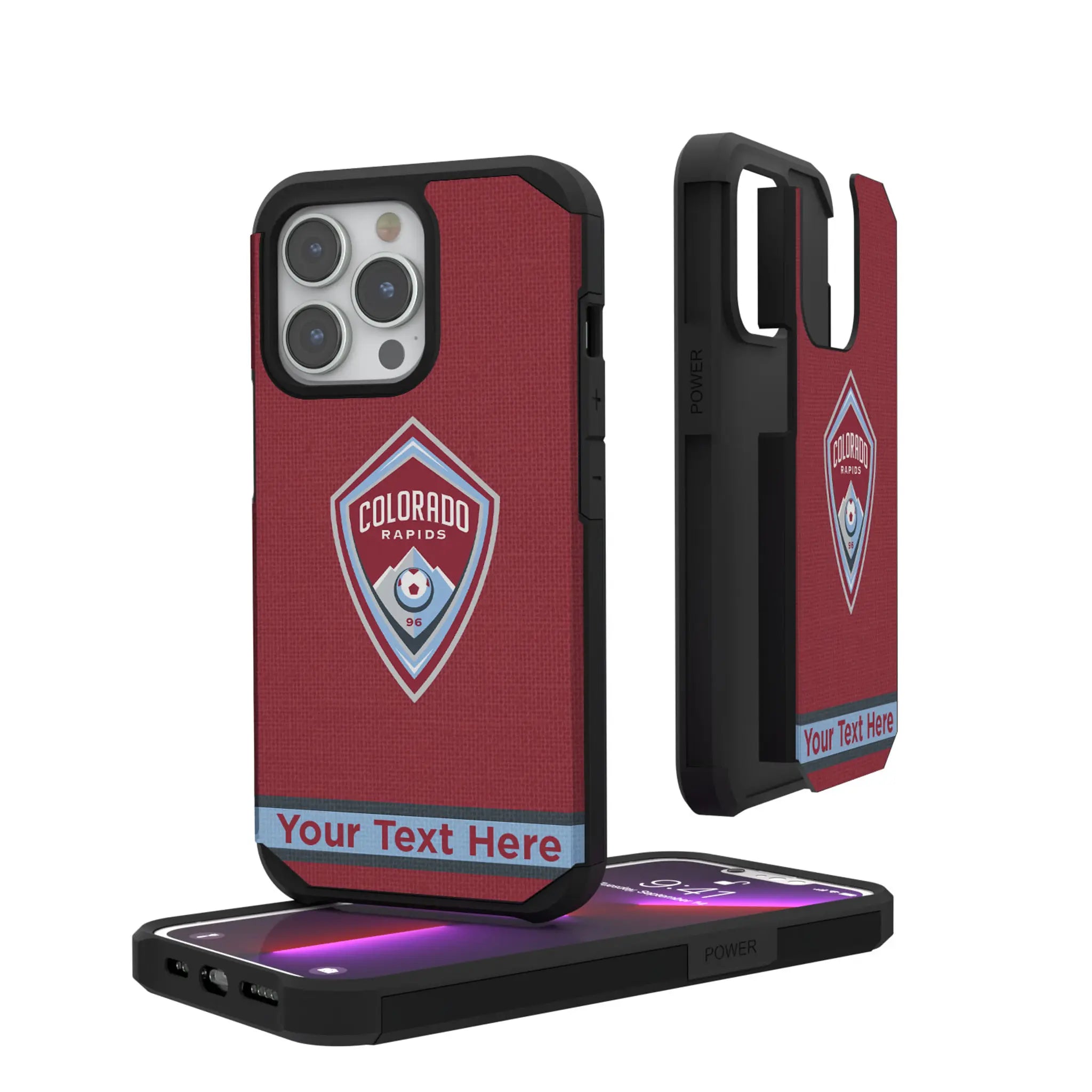 Colorado Rapids Personalized Stripe iPhone Rugged Phone Case for Apple iPhone