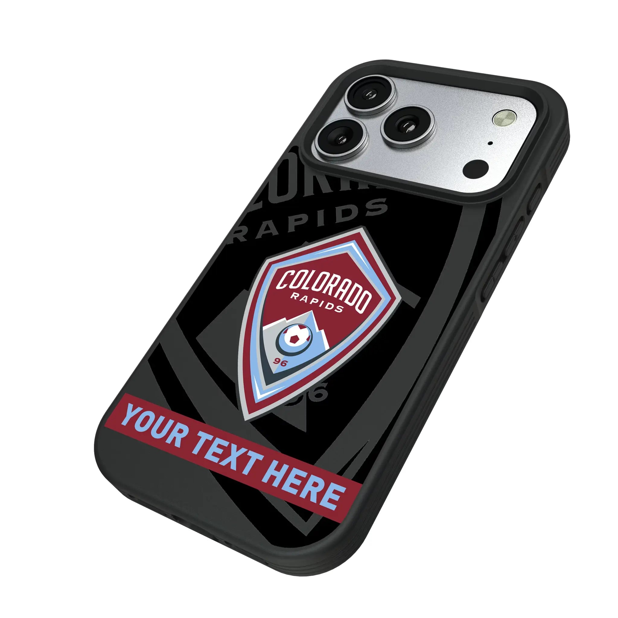 Colorado Rapids Personalized Tilt iPhone Bump Phone Case for Apple iPhone - Isometric View#Device_iPhone 17 Pro
