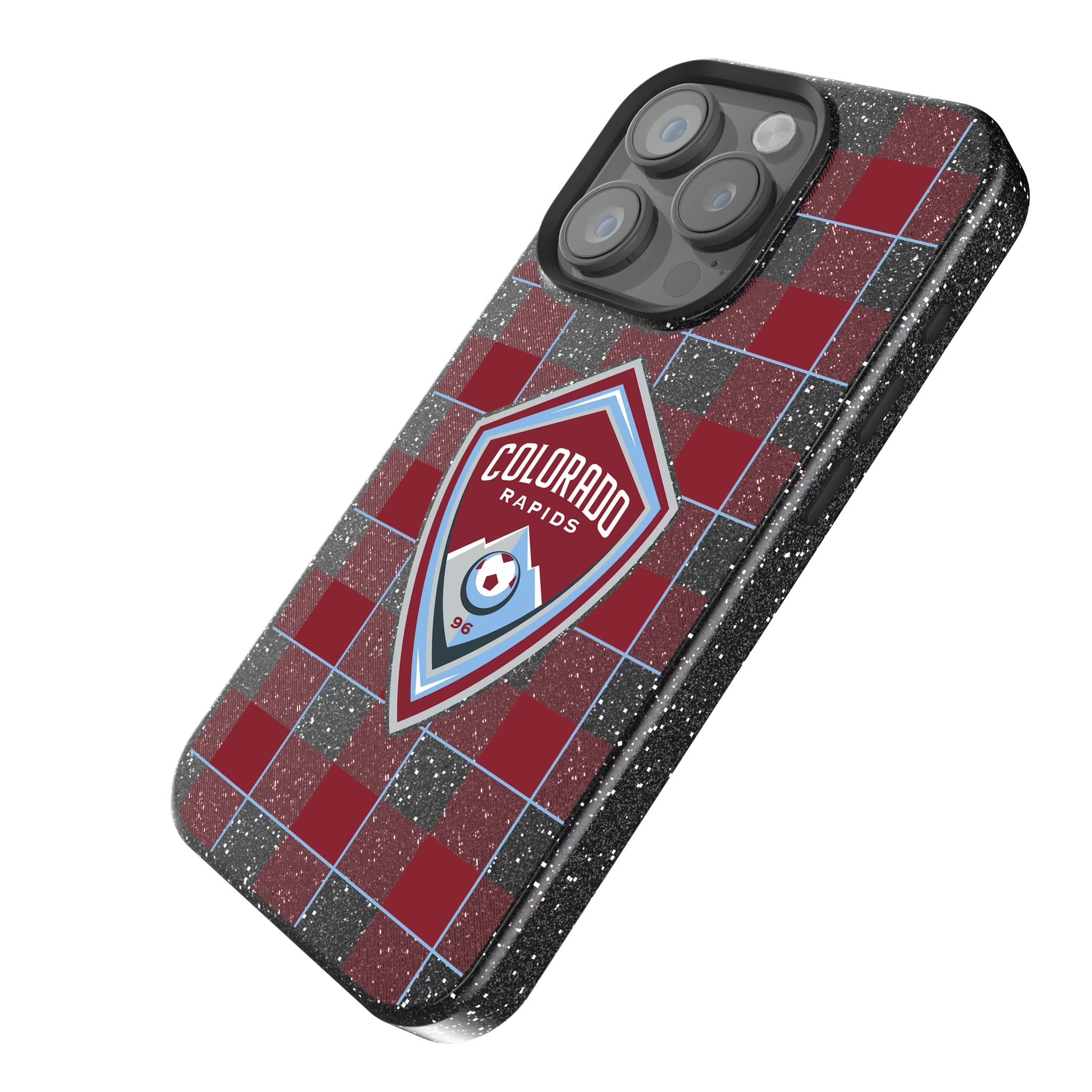 Colorado Rapids Plaid iPhone Bling Phone Case for Apple iPhone - Isometric View