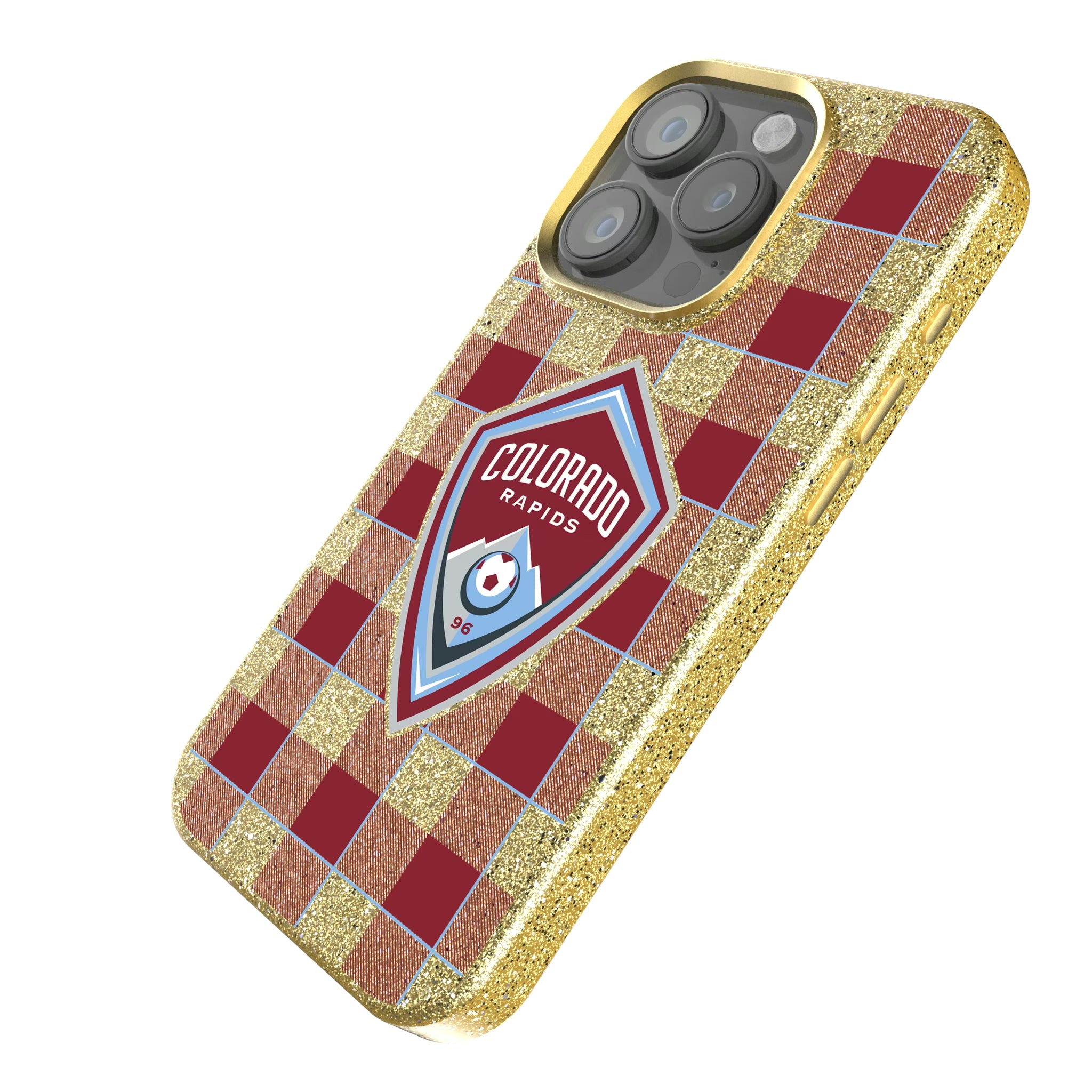 Colorado Rapids Plaid iPhone Bling Phone Case for Apple iPhone - Isometric View