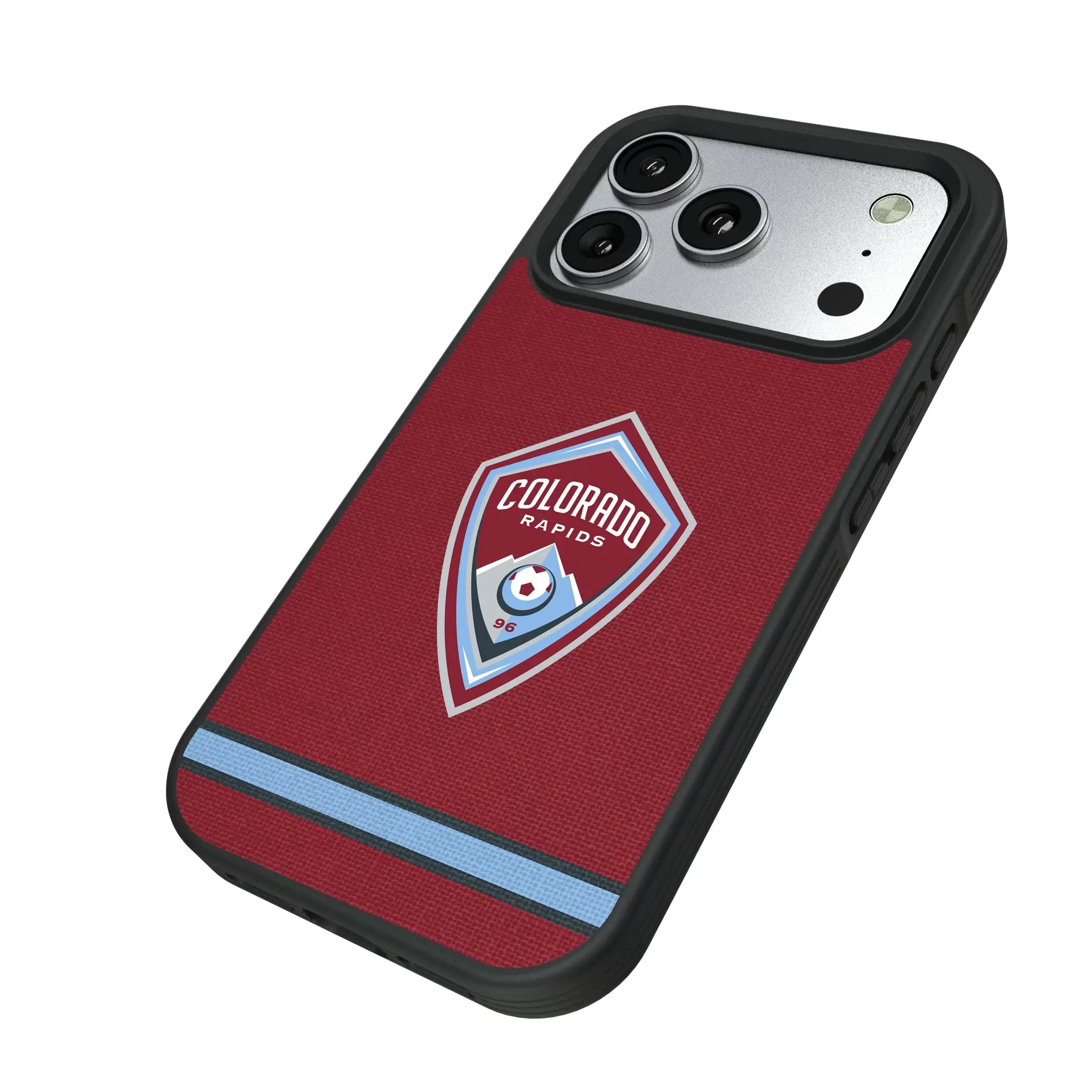 Colorado Rapids Stripe iPhone Bump Phone Case for Apple iPhone - Isometric View#Device_iPhone 17 Pro