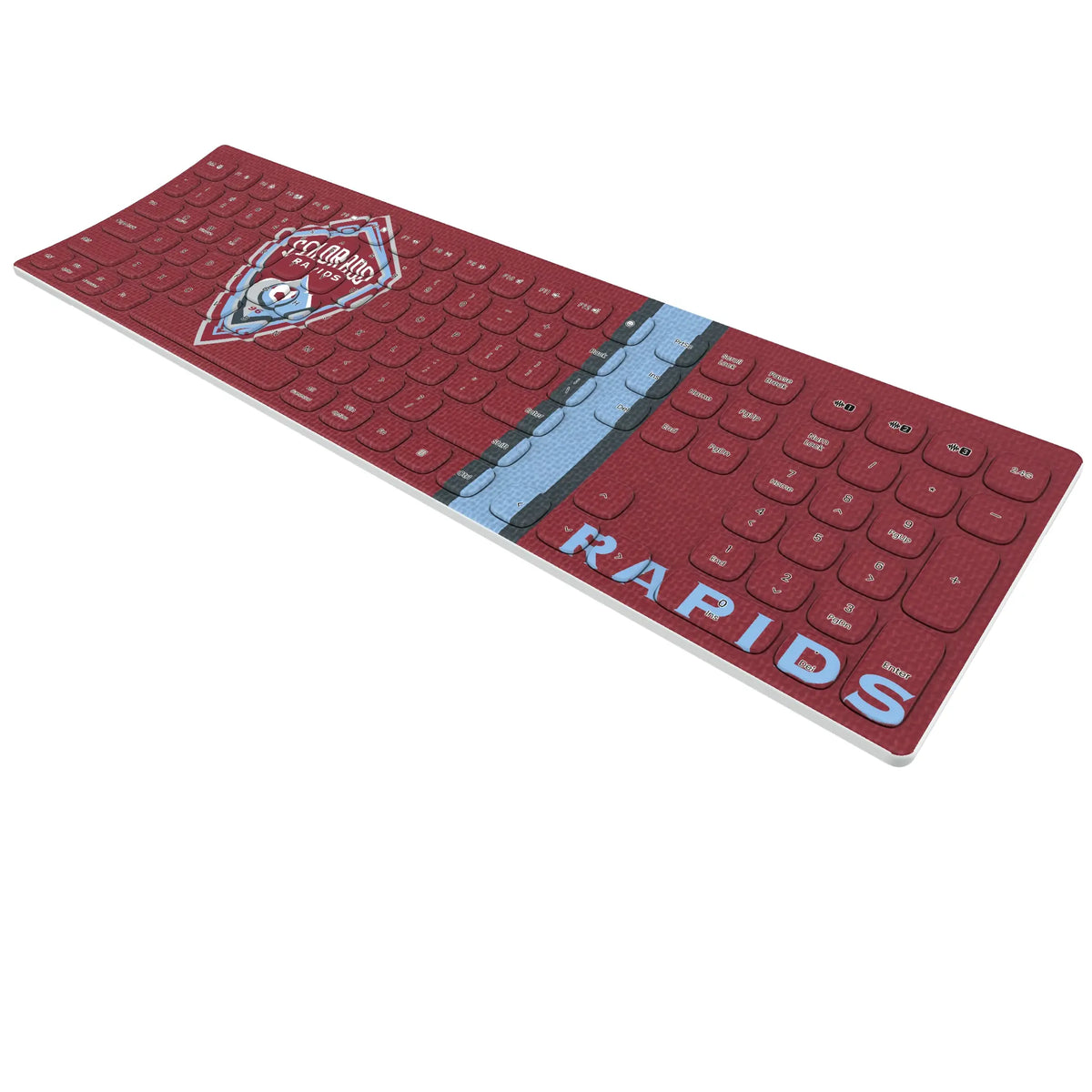 Colorado Rapids Stripe KKB605 Curved Wireless Keyboard - Isometric View
