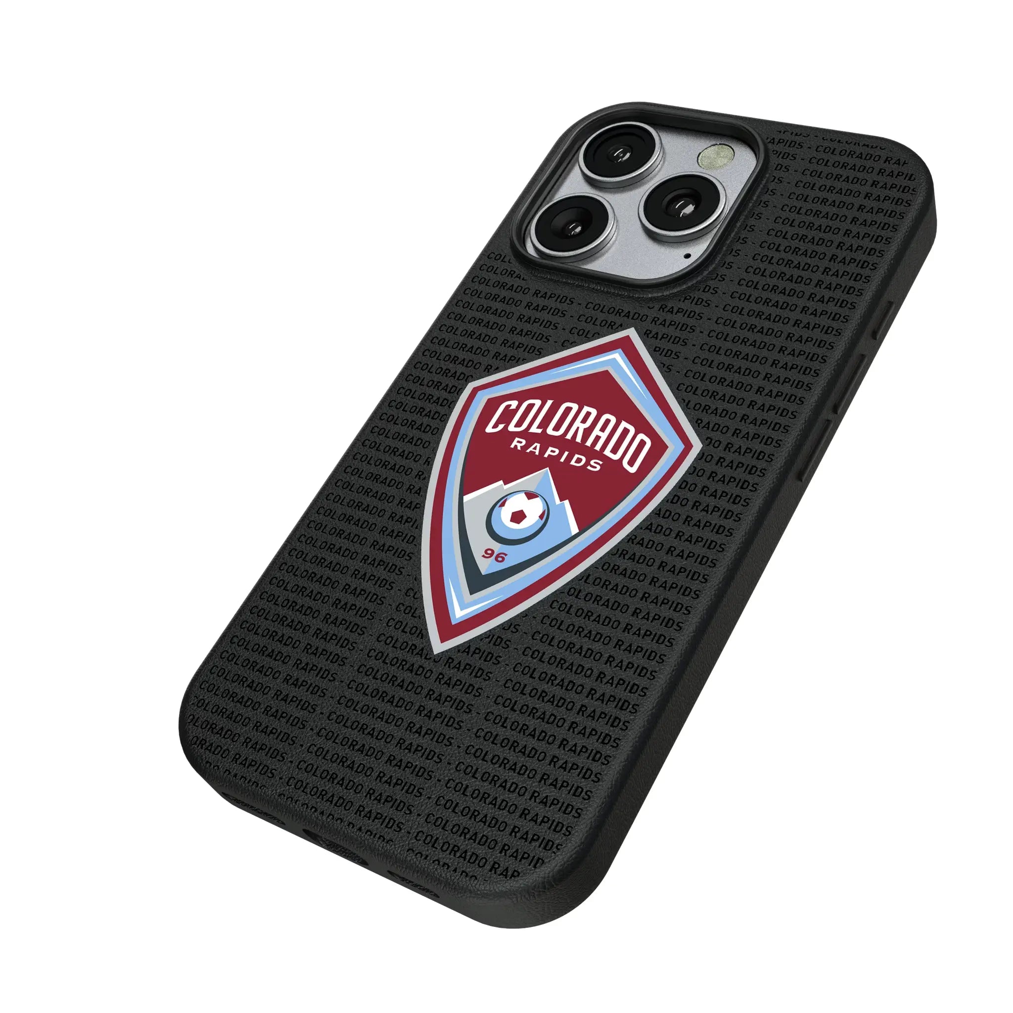 Colorado Rapids Text Backdrop iPhone MagSafe Compatible Phone Case for Apple iPhone - Isometric View