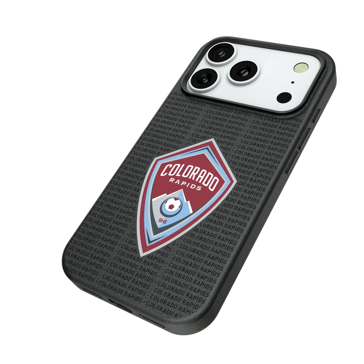 Colorado Rapids Text Backdrop iPhone MagSafe Compatible Phone Case for Apple iPhone - Isometric View#Device_iPhone 18 Pro