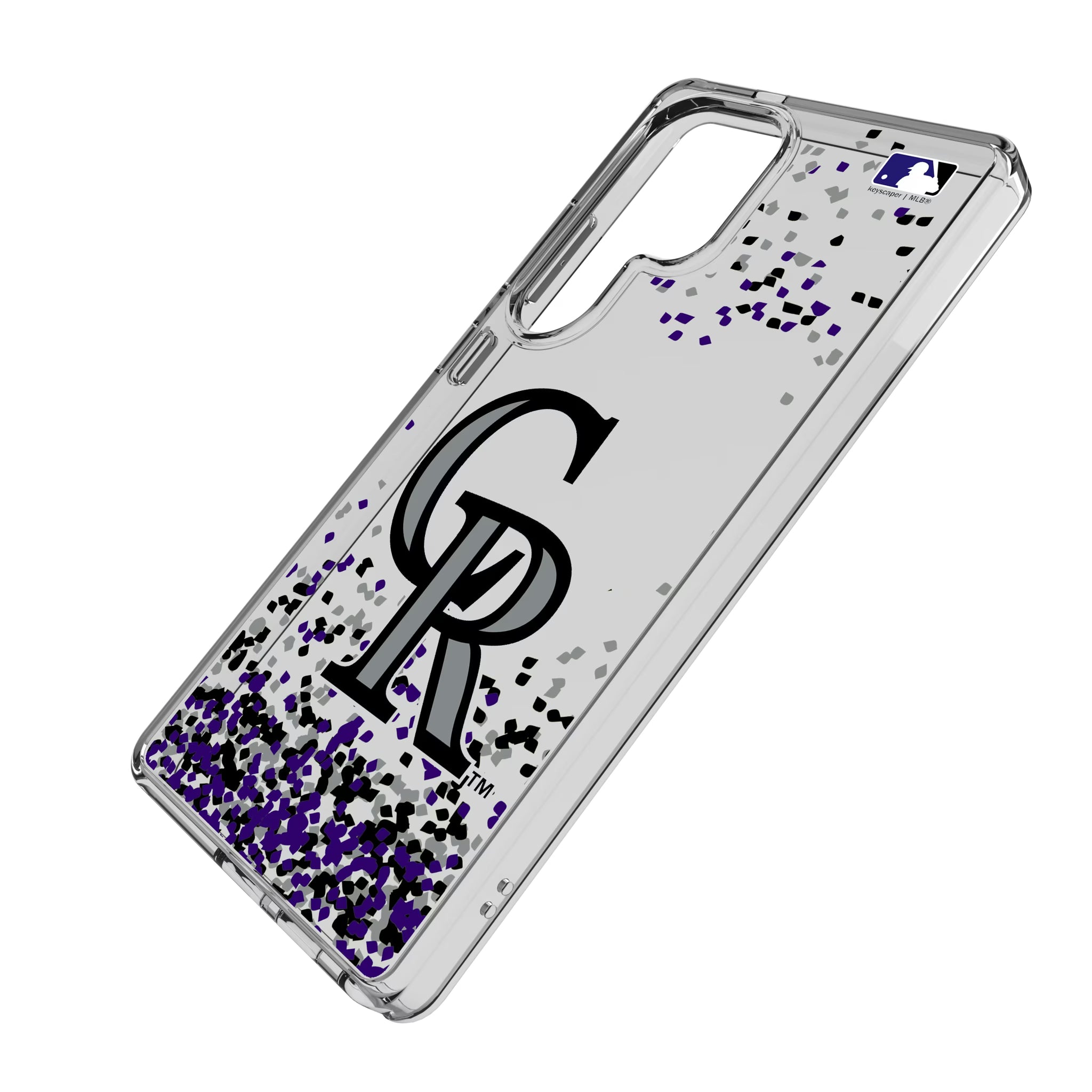 Colorado Rockies Confetti Galaxy Clear Phone Case for Samsung Galaxy - Isometric View