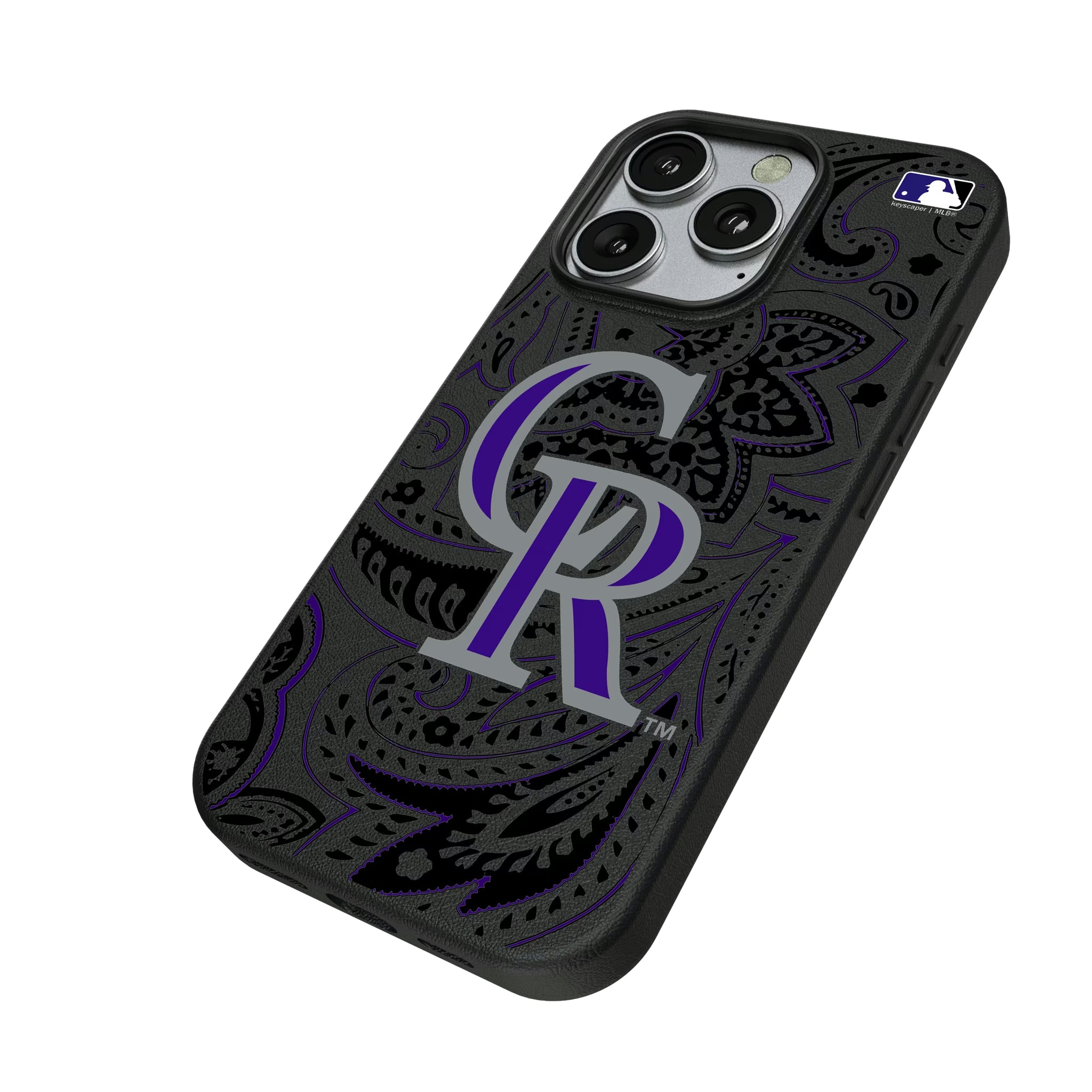 Colorado Rockies Paisley iPhone MagSafe Compatible Phone Case for Apple iPhone - Isometric View