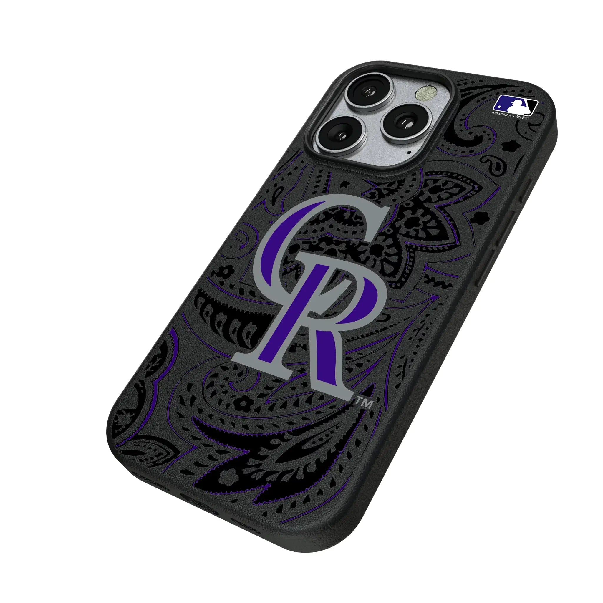 Colorado Rockies Paisley iPhone MagSafe Compatible Phone Case for Apple iPhone - Isometric View