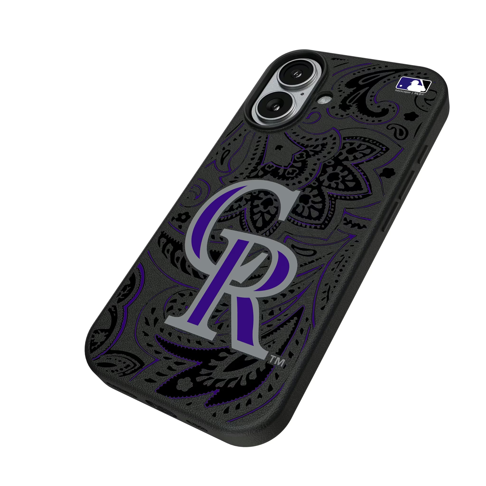 Colorado Rockies Paisley iPhone MagSafe Compatible Phone Case for Apple iPhone - Isometric View#Device_iPhone 17
