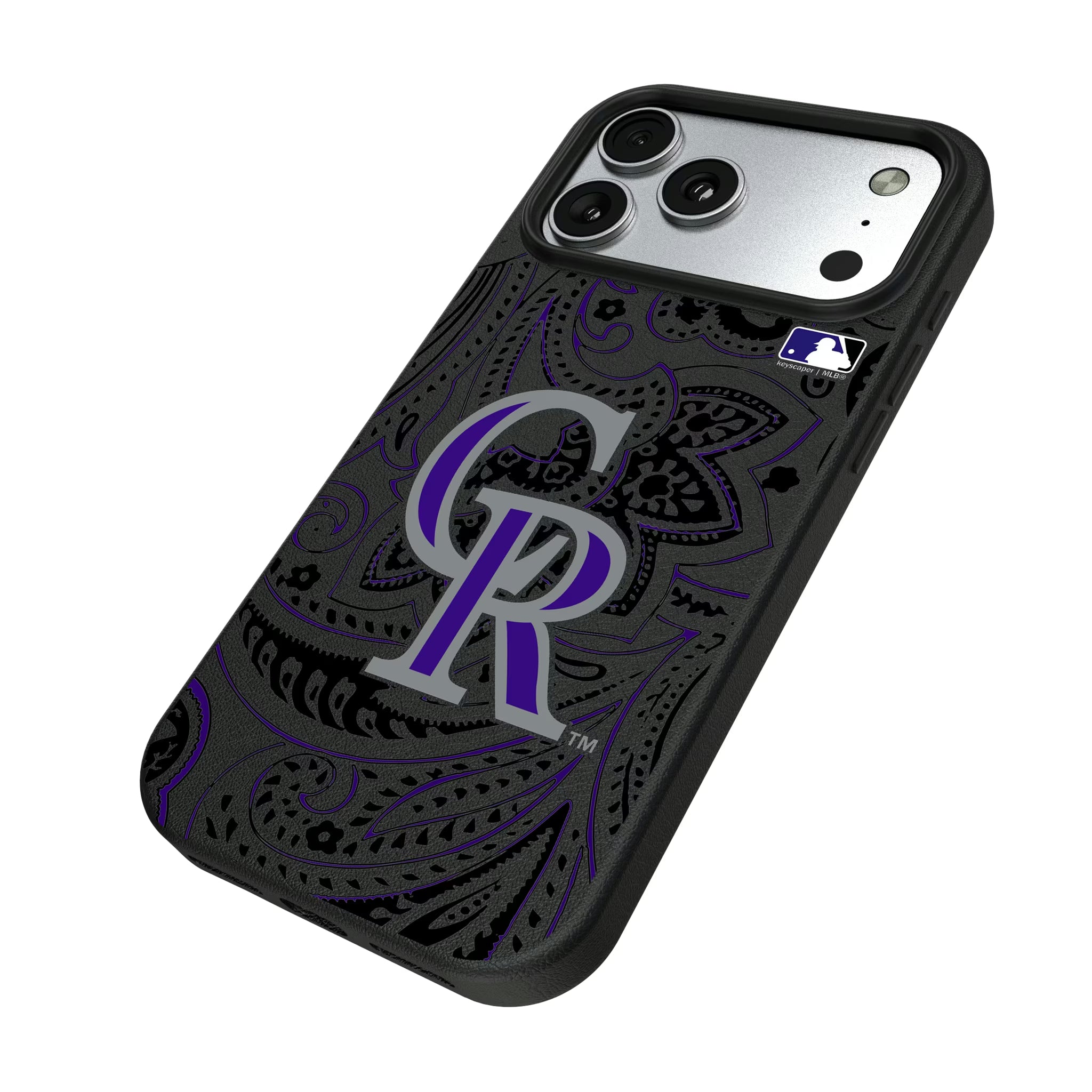 Colorado Rockies Paisley iPhone MagSafe Compatible Phone Case for Apple iPhone - Isometric View#Device_iPhone 17 Pro Max