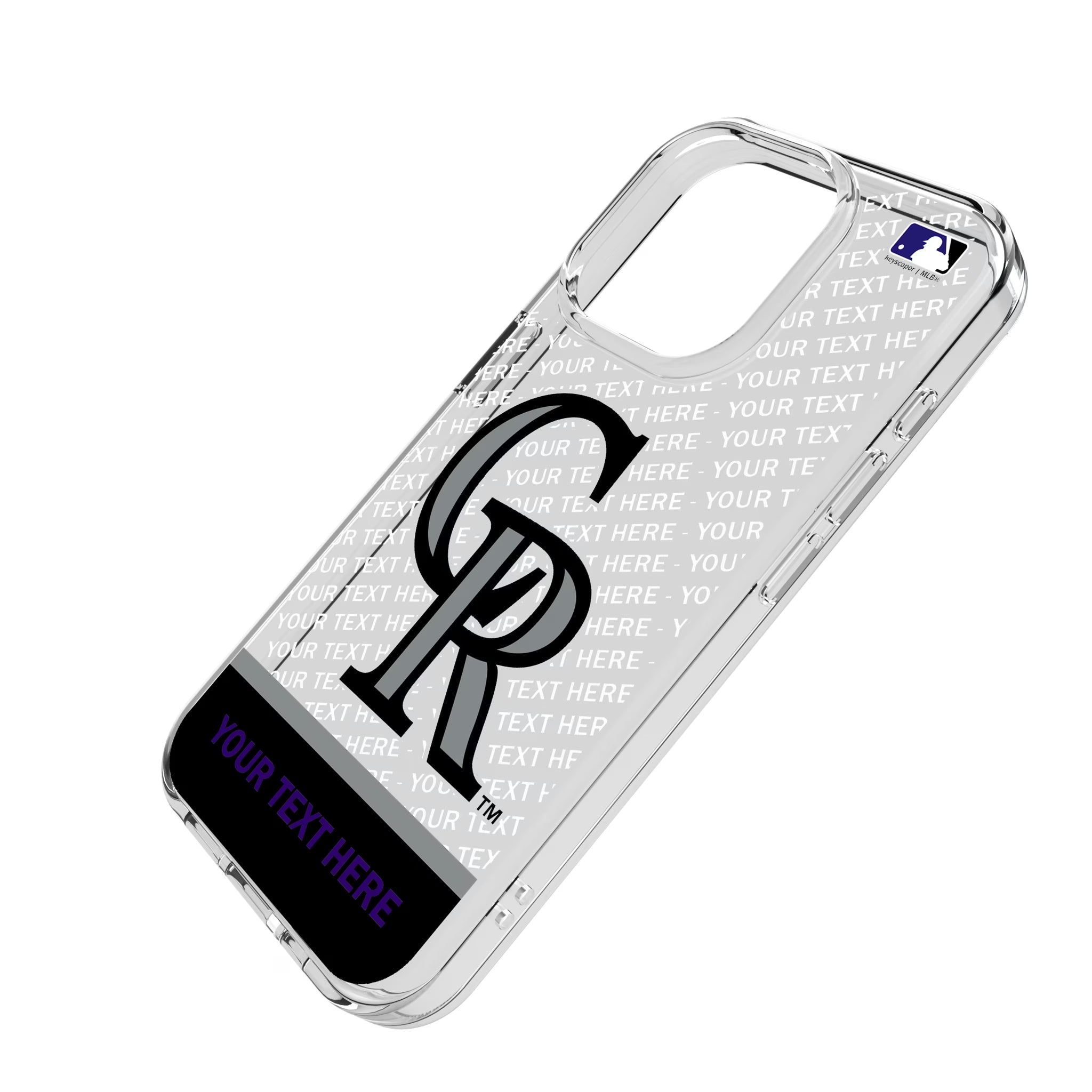 Colorado Rockies Personalized EndZone Plus iPhone Clear Phone Case for Apple iPhone - Isometric View