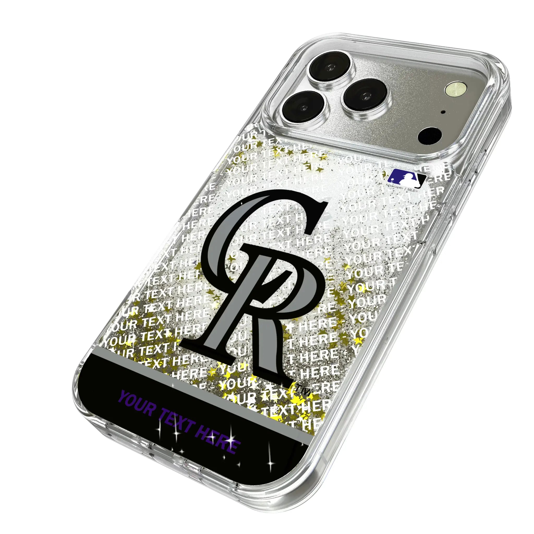 Colorado Rockies Personalized EndZone Plus iPhone Glitter Phone Case for Apple iPhone - Isometric View