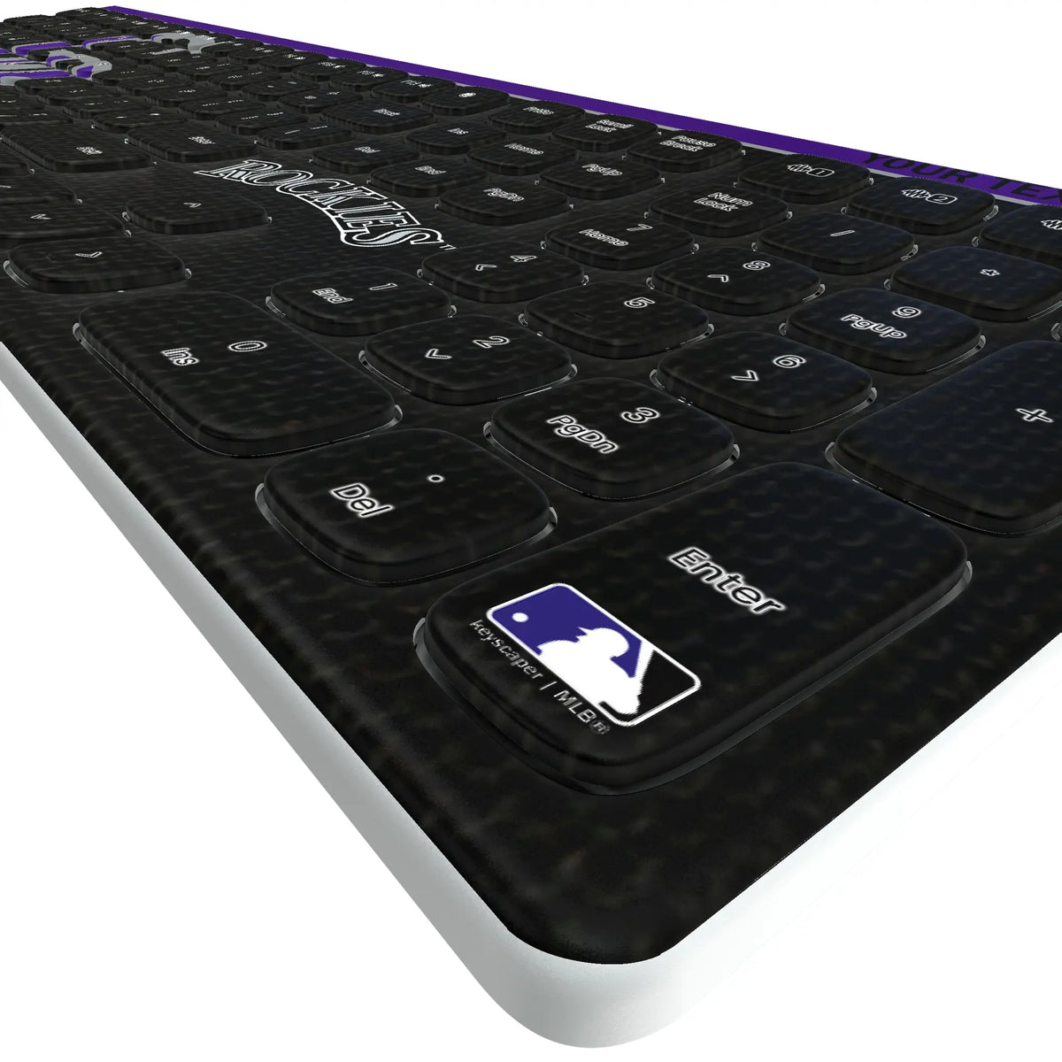 Colorado Rockies Personalized Endzone Solid KKB605 Curved Wireless Keyboard - Detail