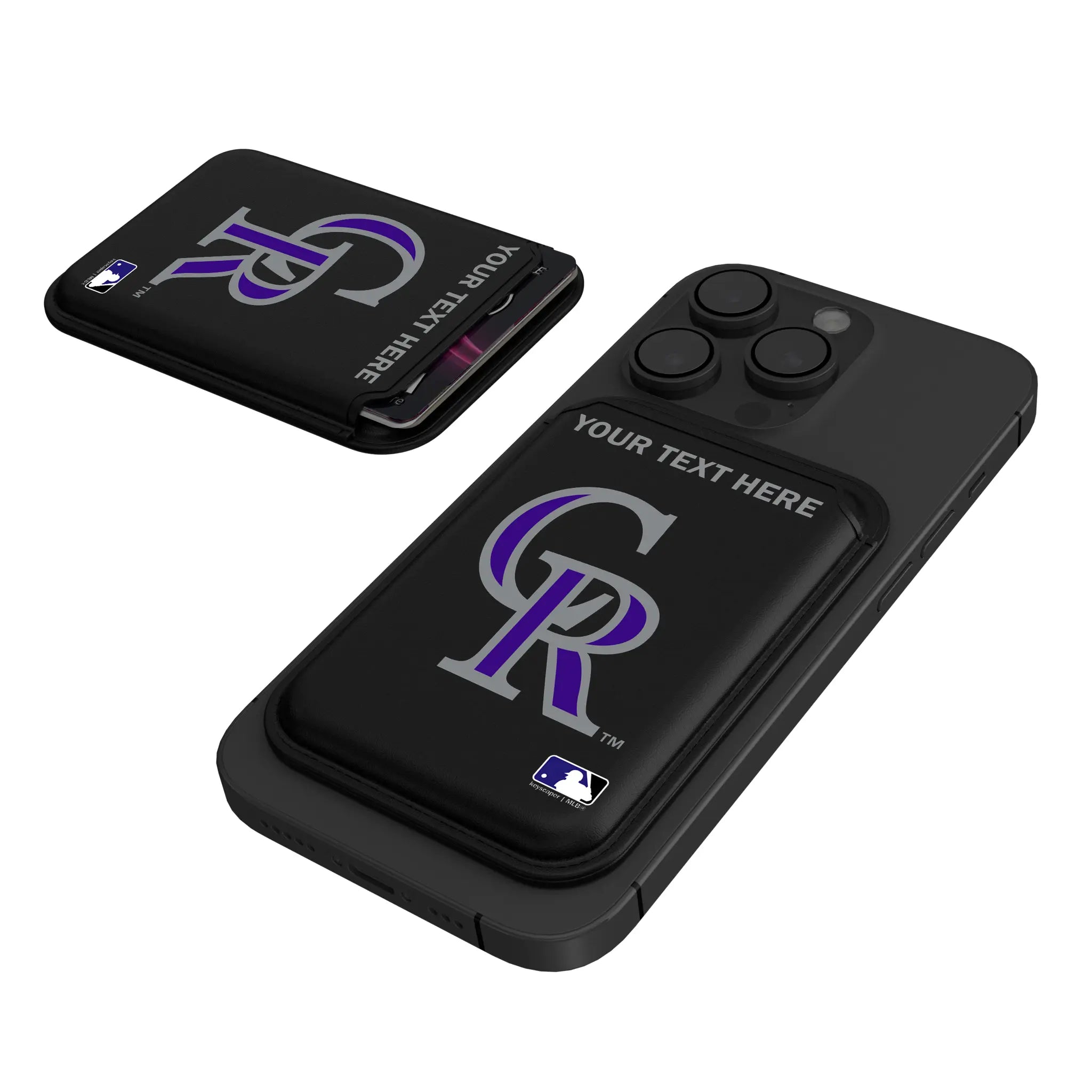Colorado Rockies Personalized Insignia Black Magnetic Credit Card Wallet