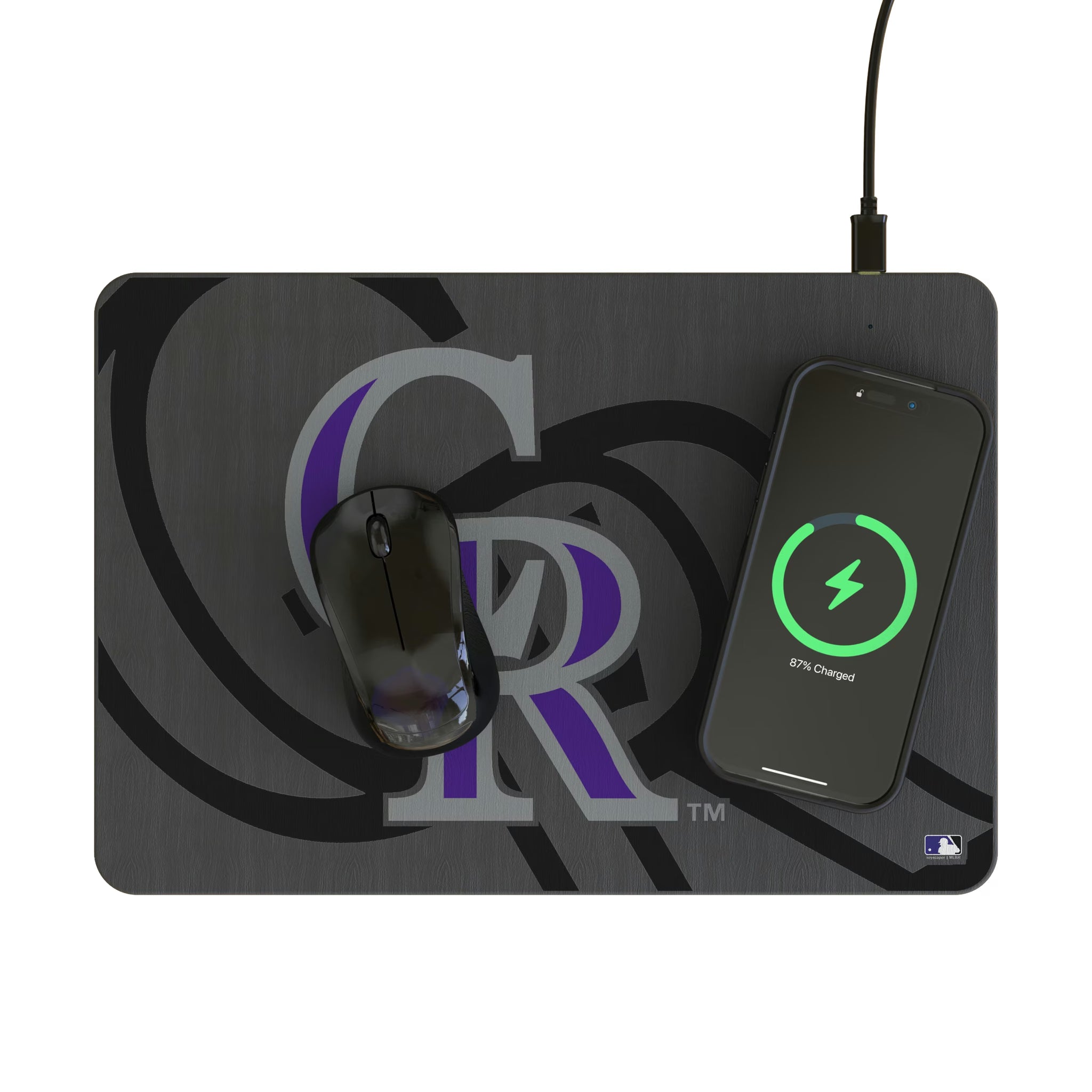 Colorado Rockies Personalized Tilt 15-Watt Wireless Charger and Mouse Pad - Lifestyle