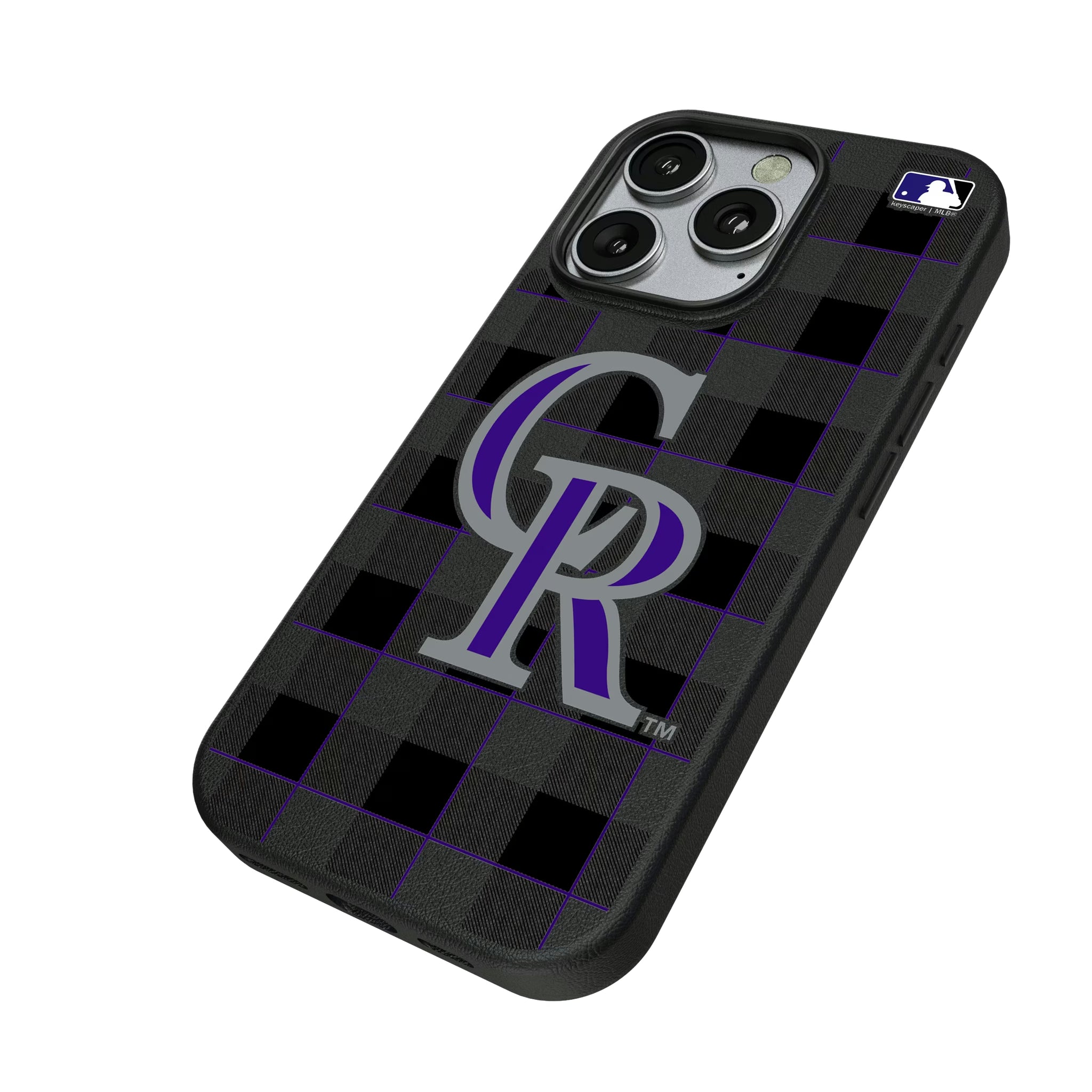 Colorado Rockies Plaid iPhone MagSafe Compatible Phone Case for Apple iPhone - Isometric View