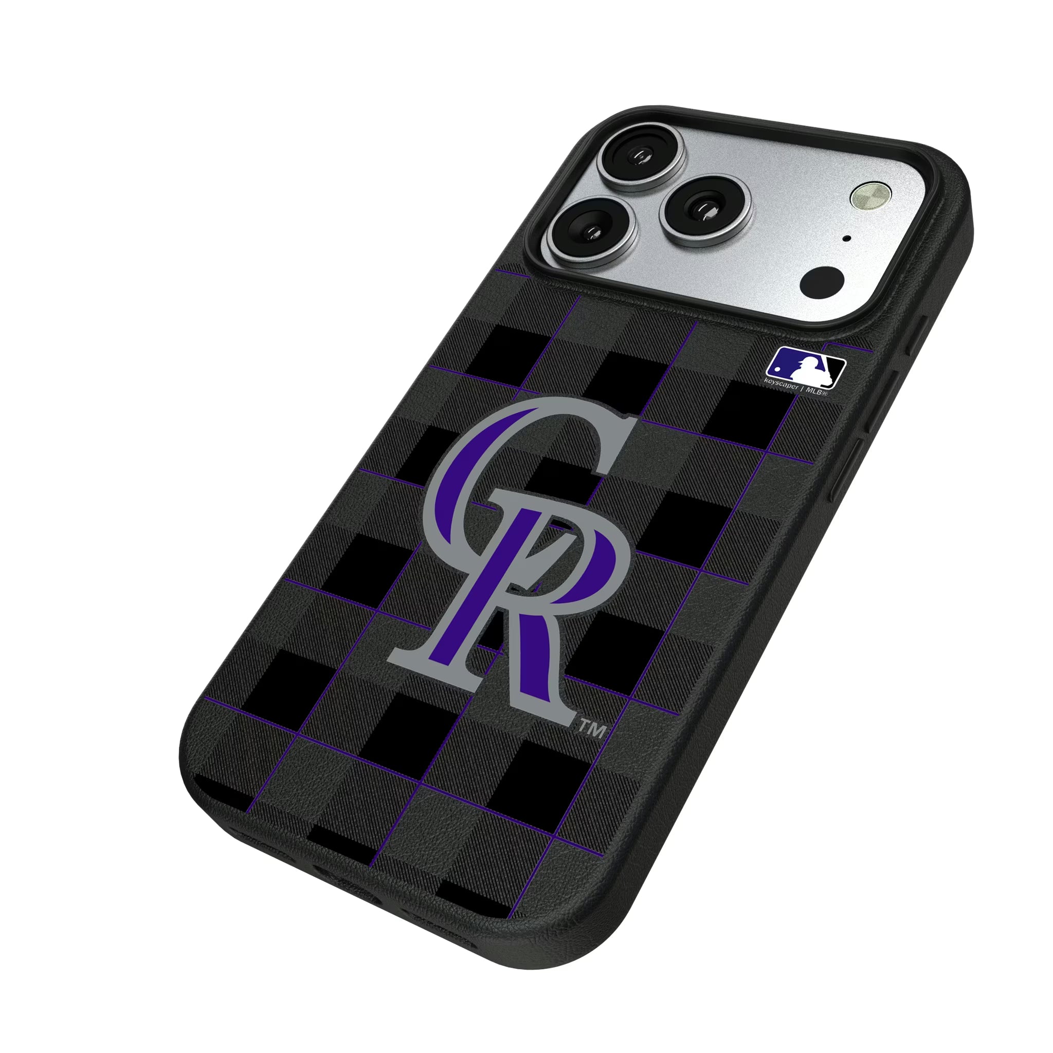 Colorado Rockies Plaid iPhone MagSafe Compatible Phone Case for Apple iPhone - Isometric View#Device_iPhone 17 Pro