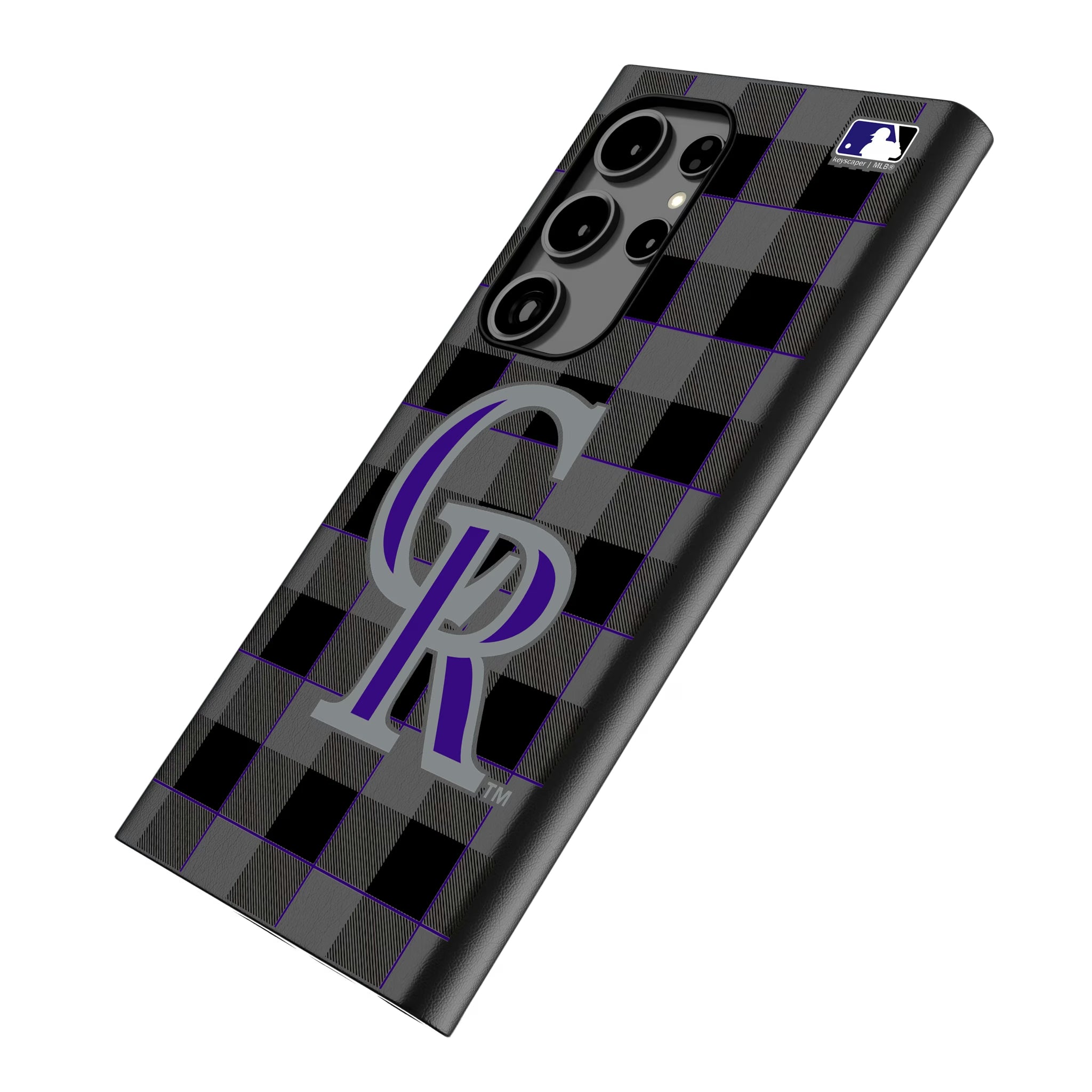 Colorado Rockies Plaid Galaxy MagSafe Compatible Phone Case for Samsung Galaxy - Isometric View