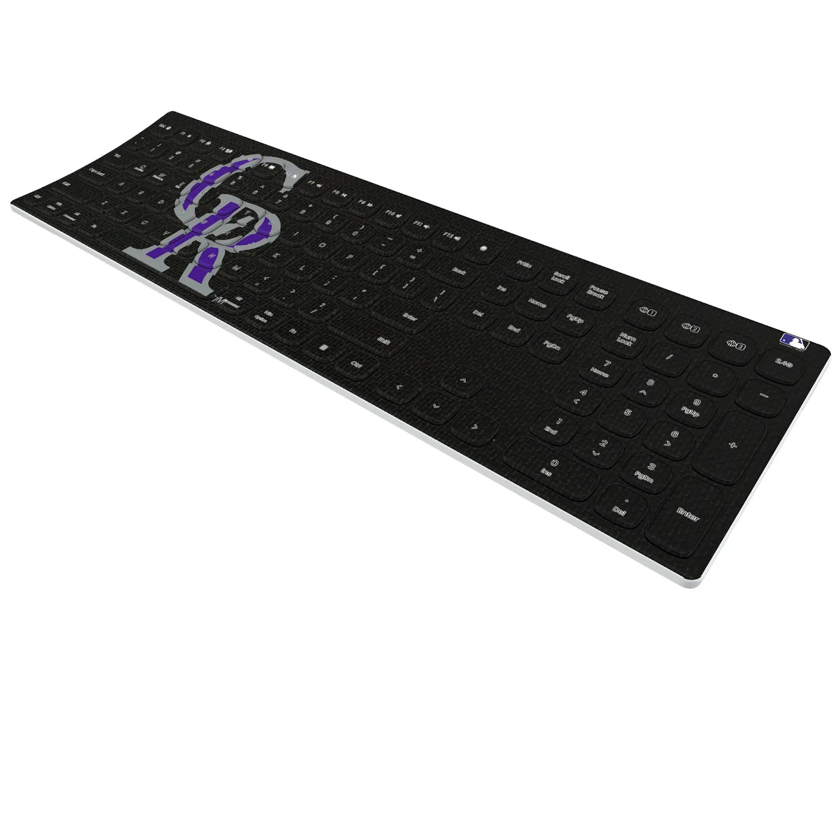 Colorado Rockies Solid KKB605 Curved Wireless Keyboard - Isometric View